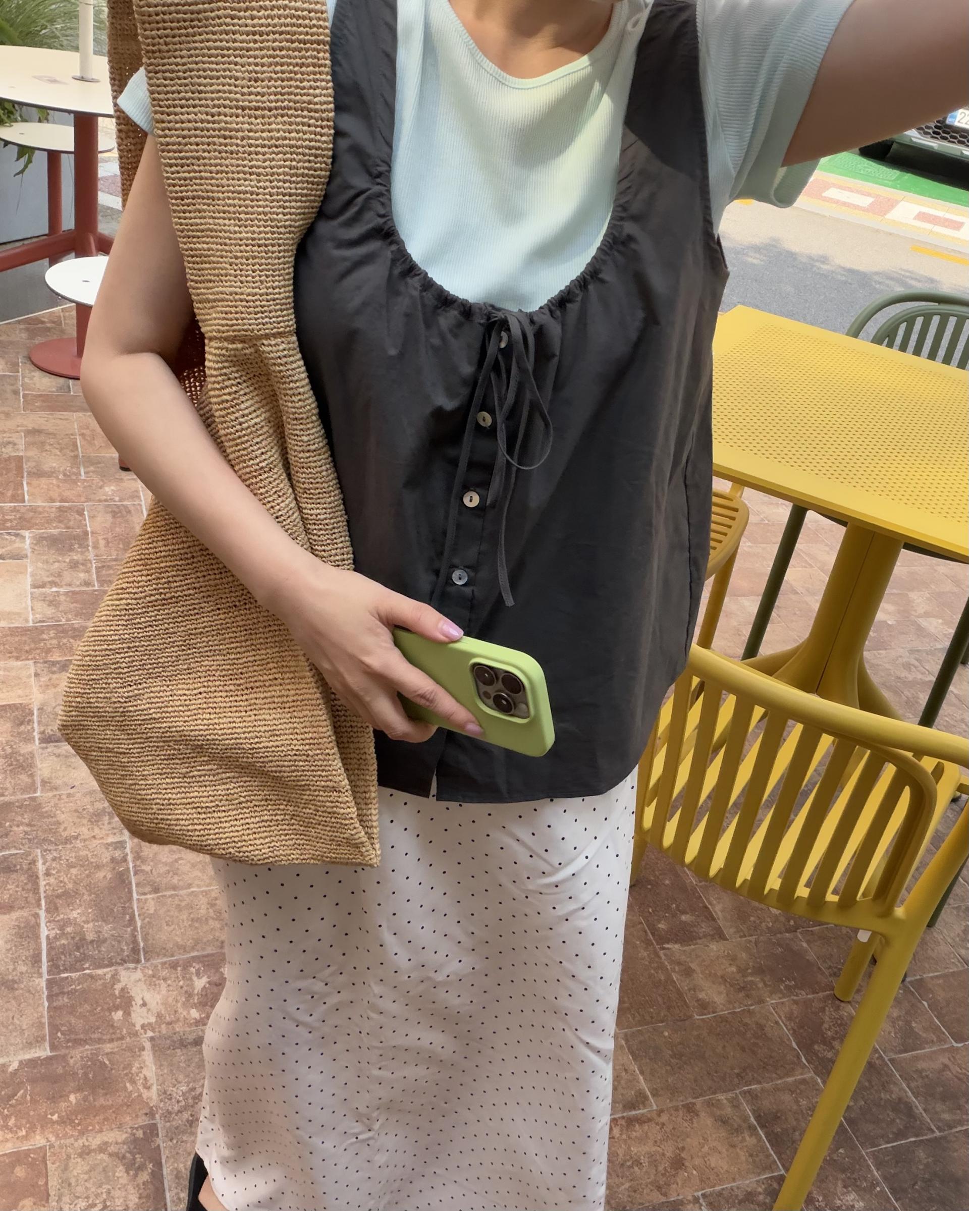 dew blouse (charcoal/white)