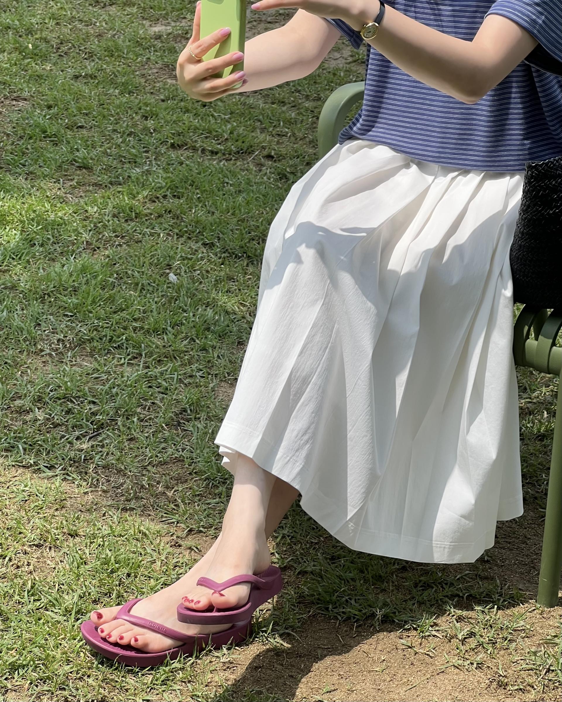 madeleine pleats skirt (check/cream)