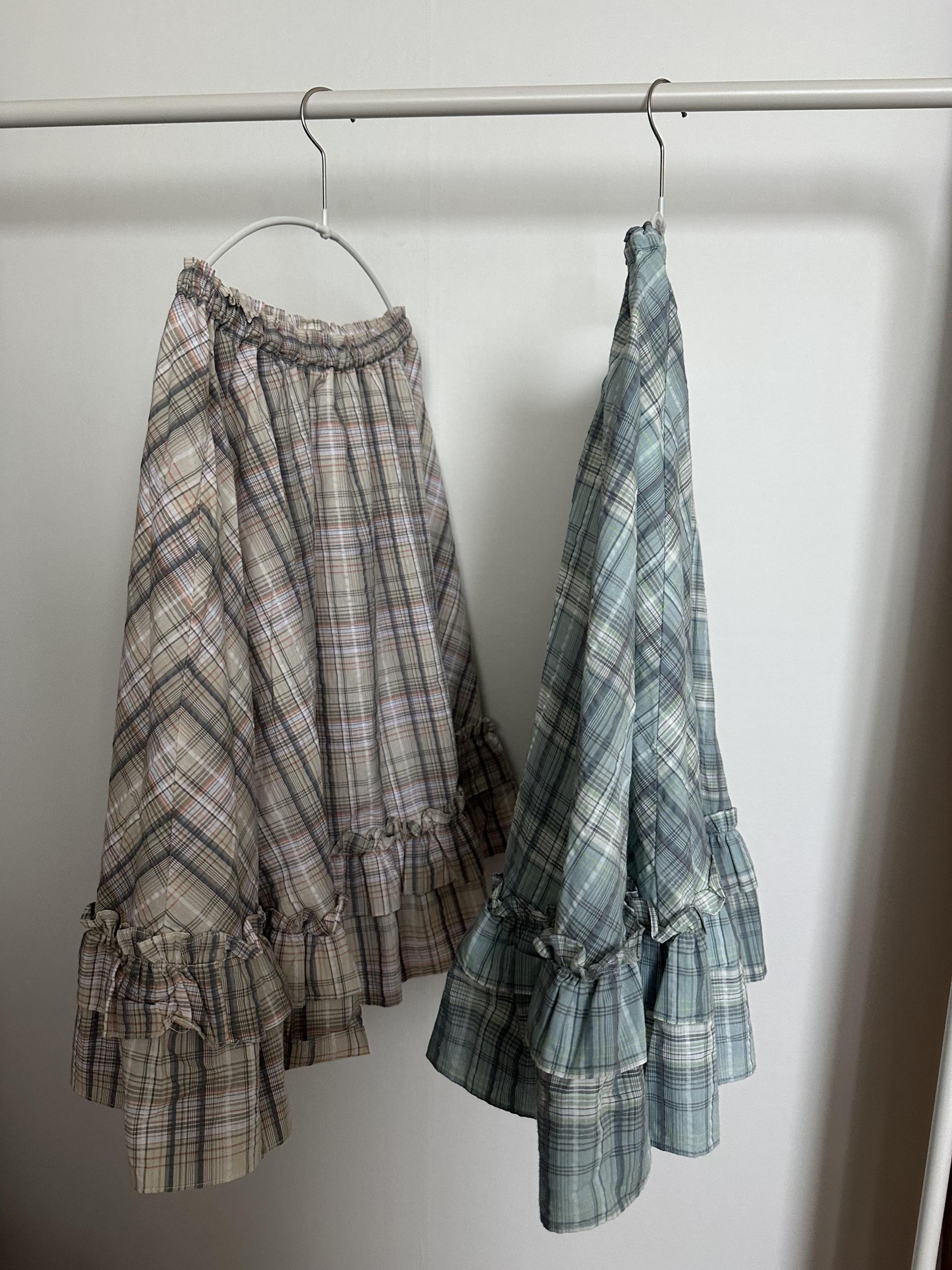 matilda check skirt (right mint/right yellow)