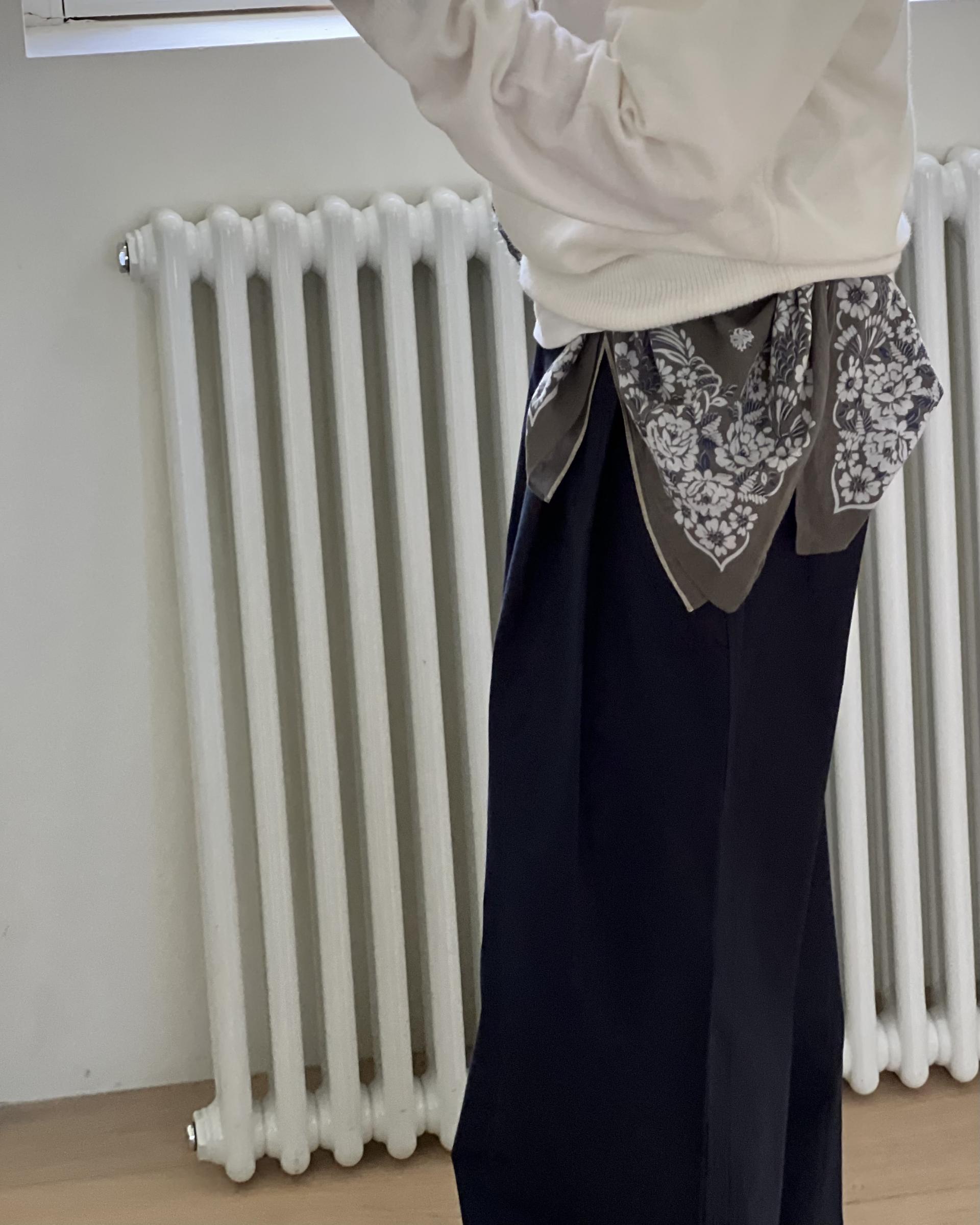 cotton pintuck pants (navy/cream/khaki)