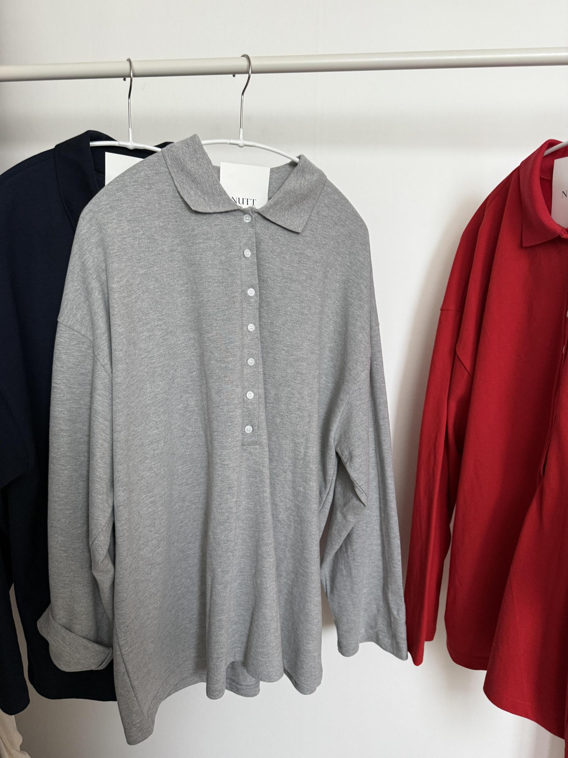 puffin button PK top (grey/navy/red)