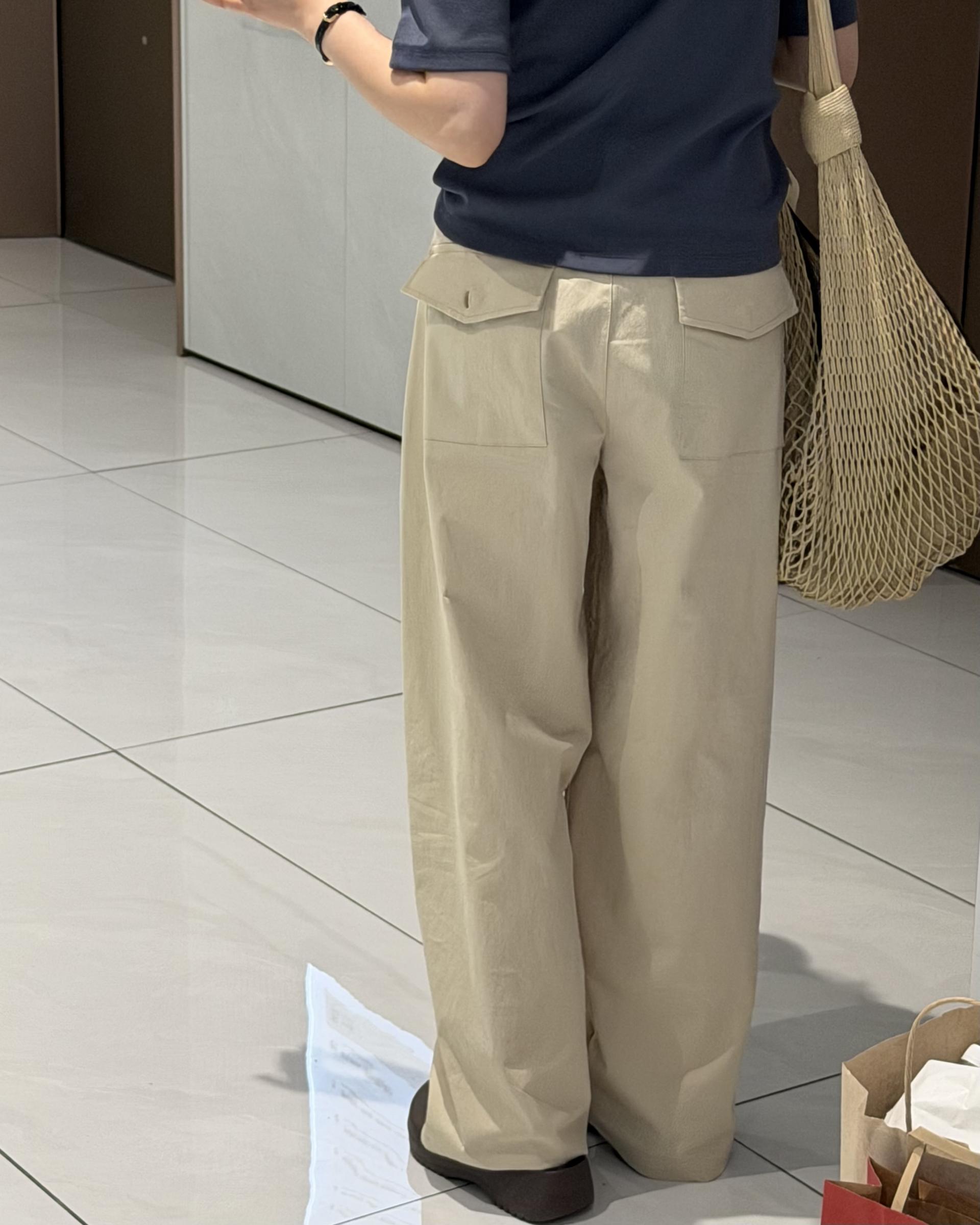 sand cotton pants (milk beige)