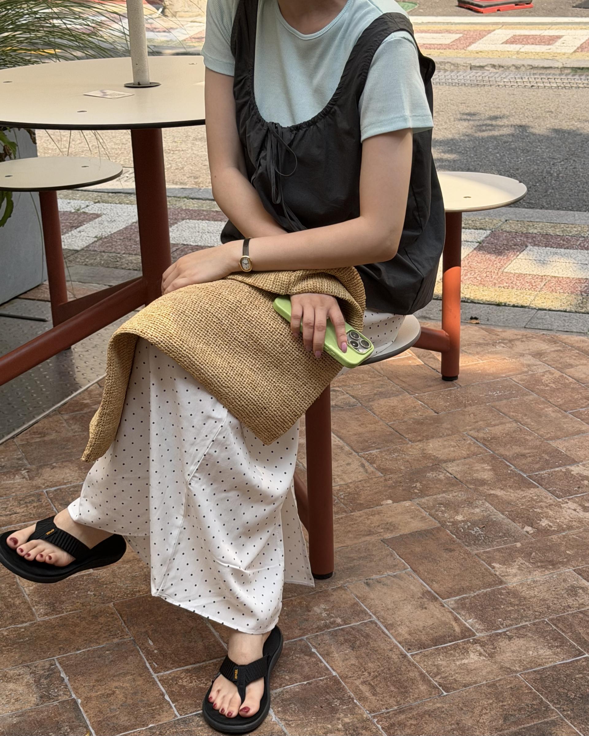dot maxi skirt