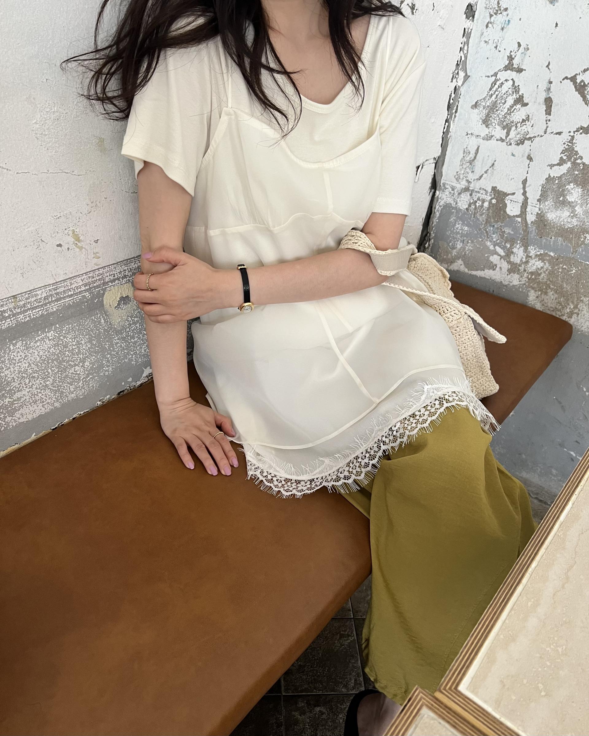 hul u-neck top (cream/melange grey)