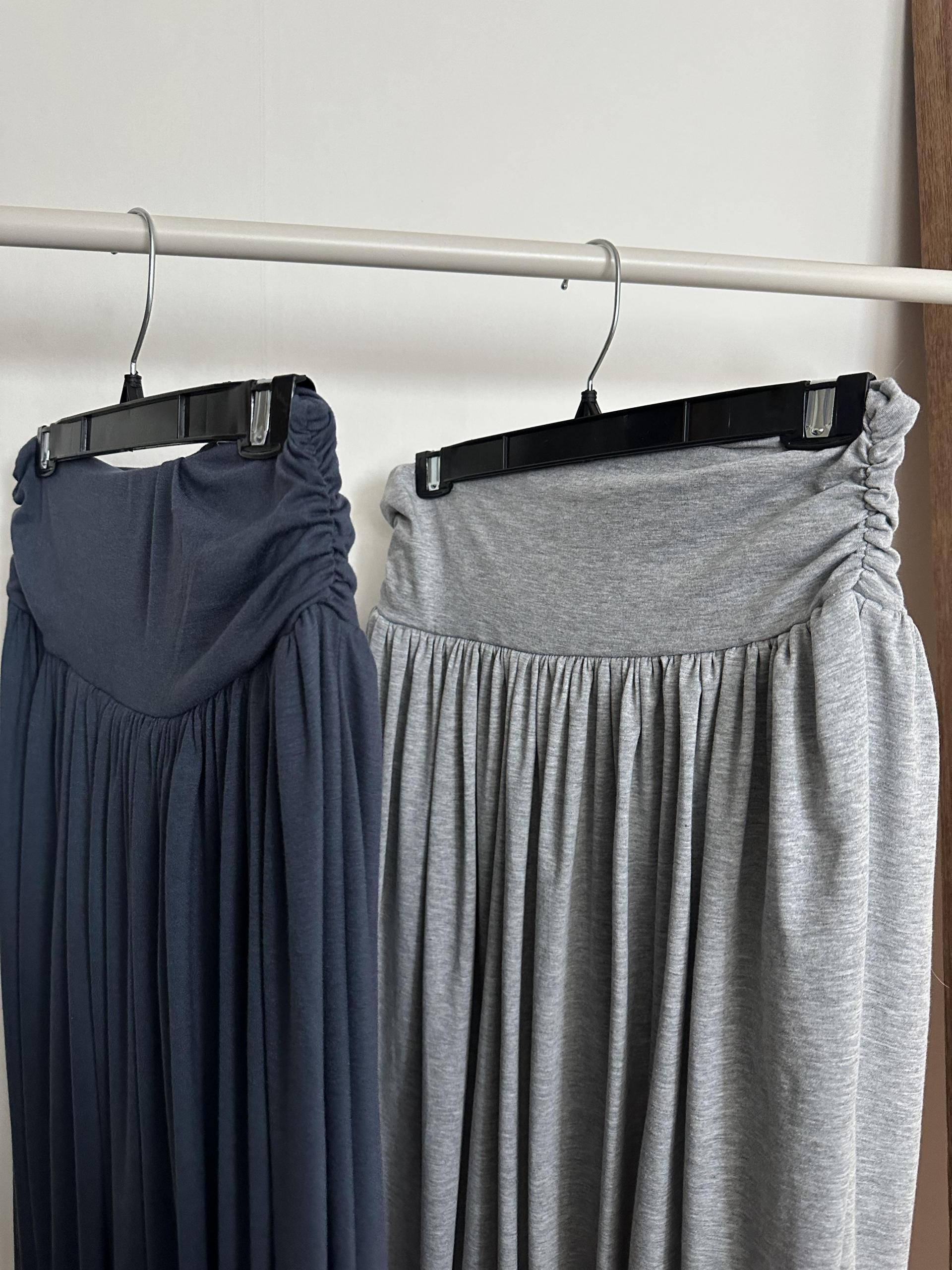 make shirring skirt (navy/grey)