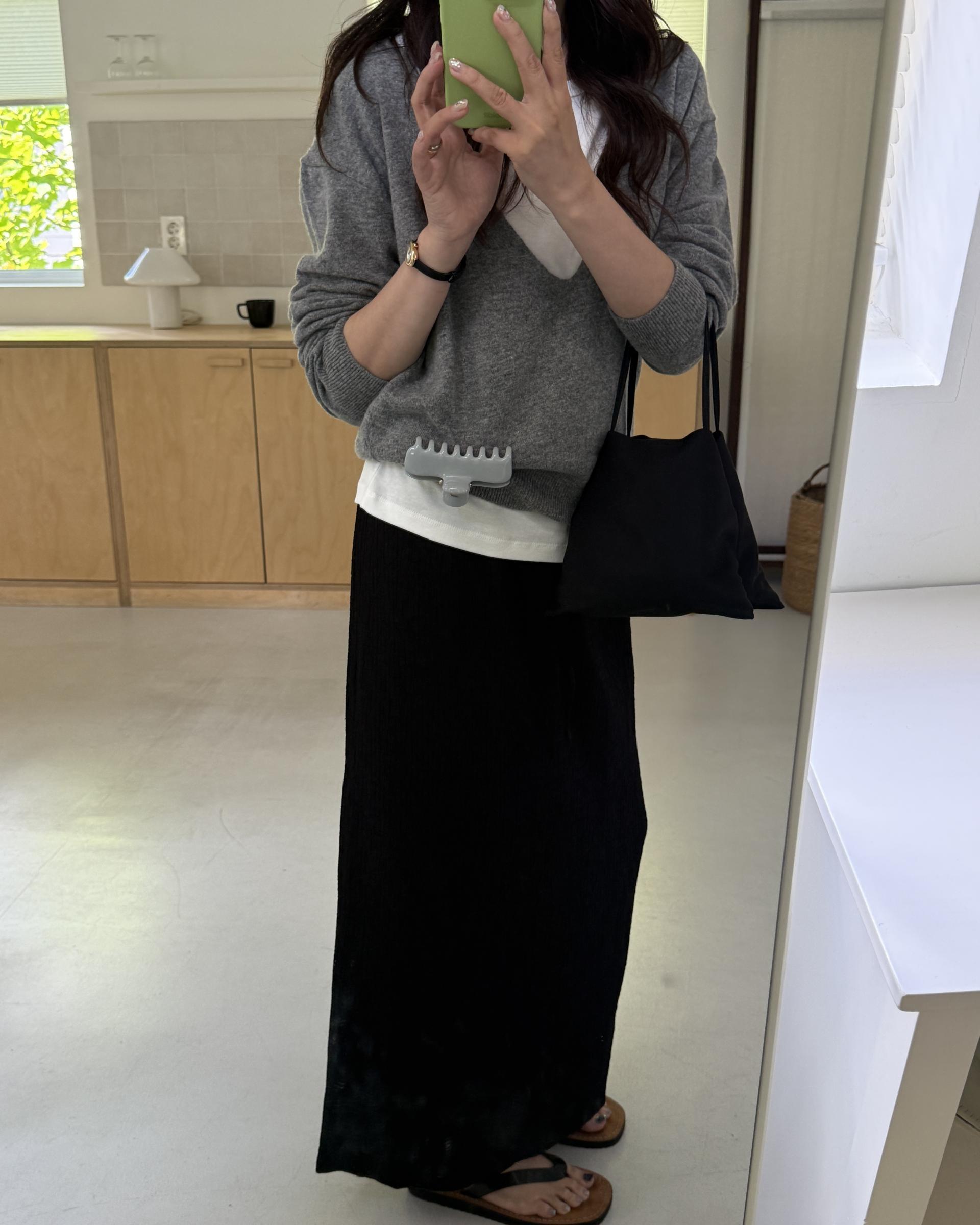 base wrinkle skirt (black/cream)