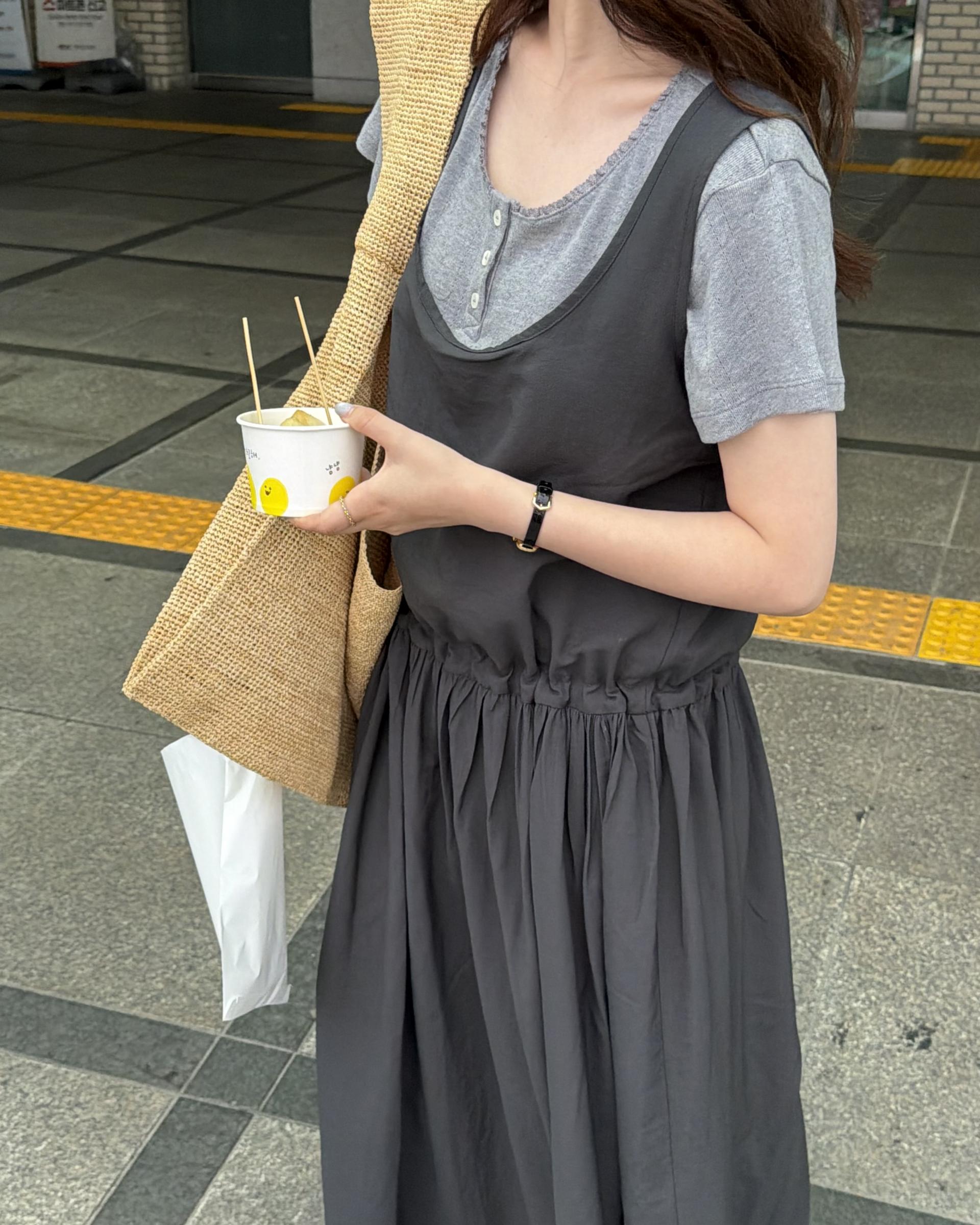 oatmeal dress (charcoal/cream)