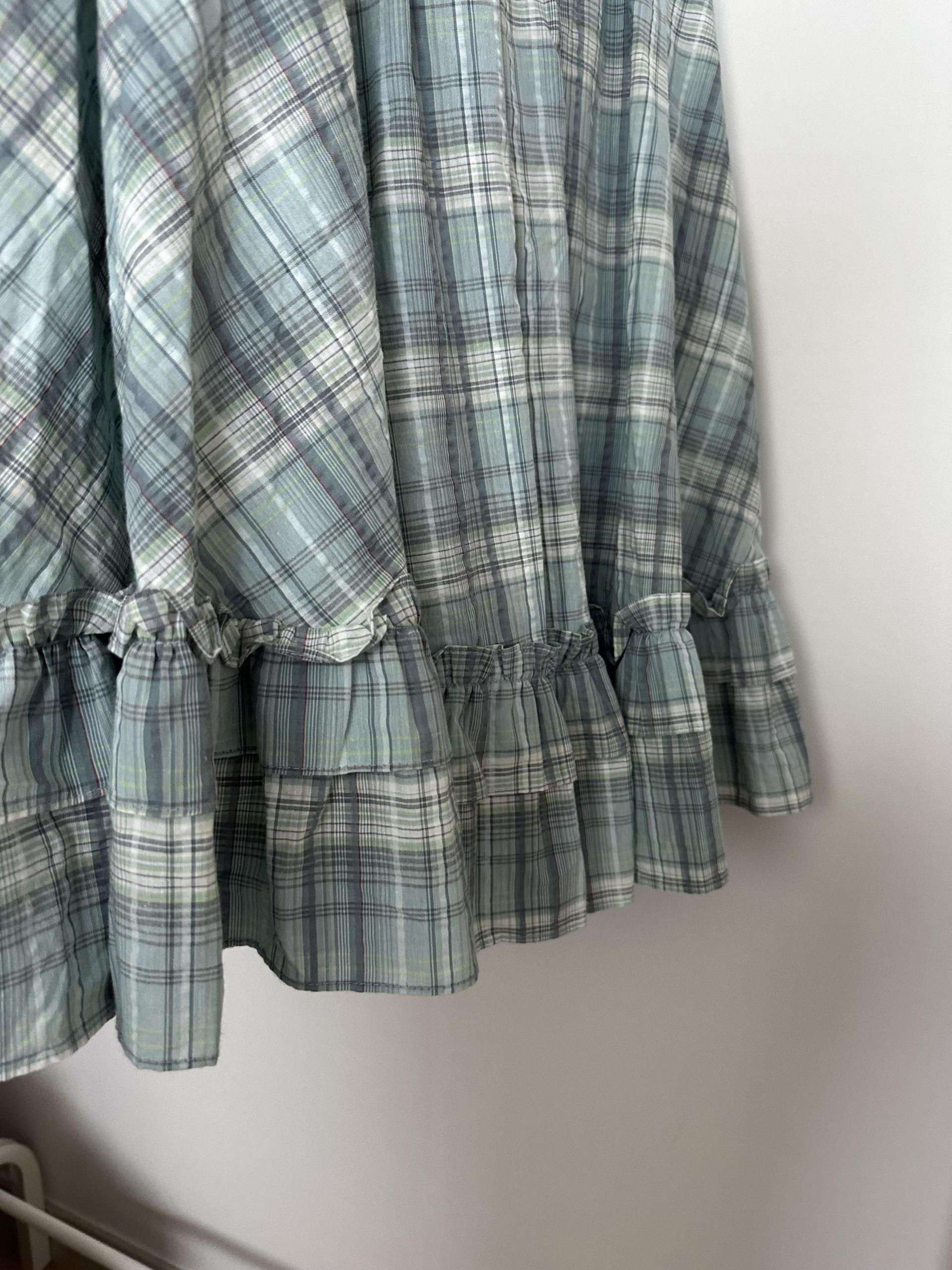 matilda check skirt (right mint/right yellow)