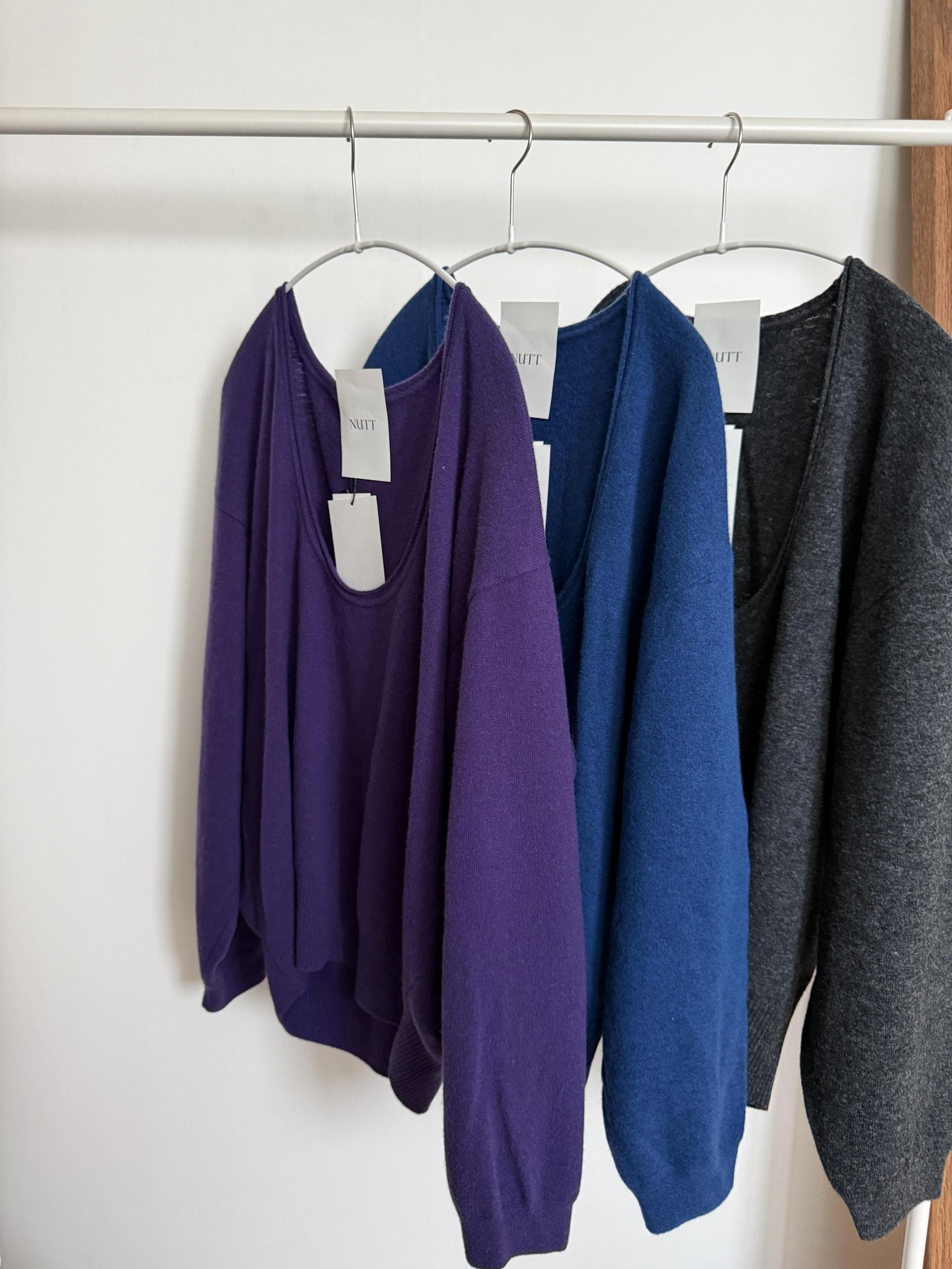 fuego u-neck knit (purple/charcoal/blue/pale grey)