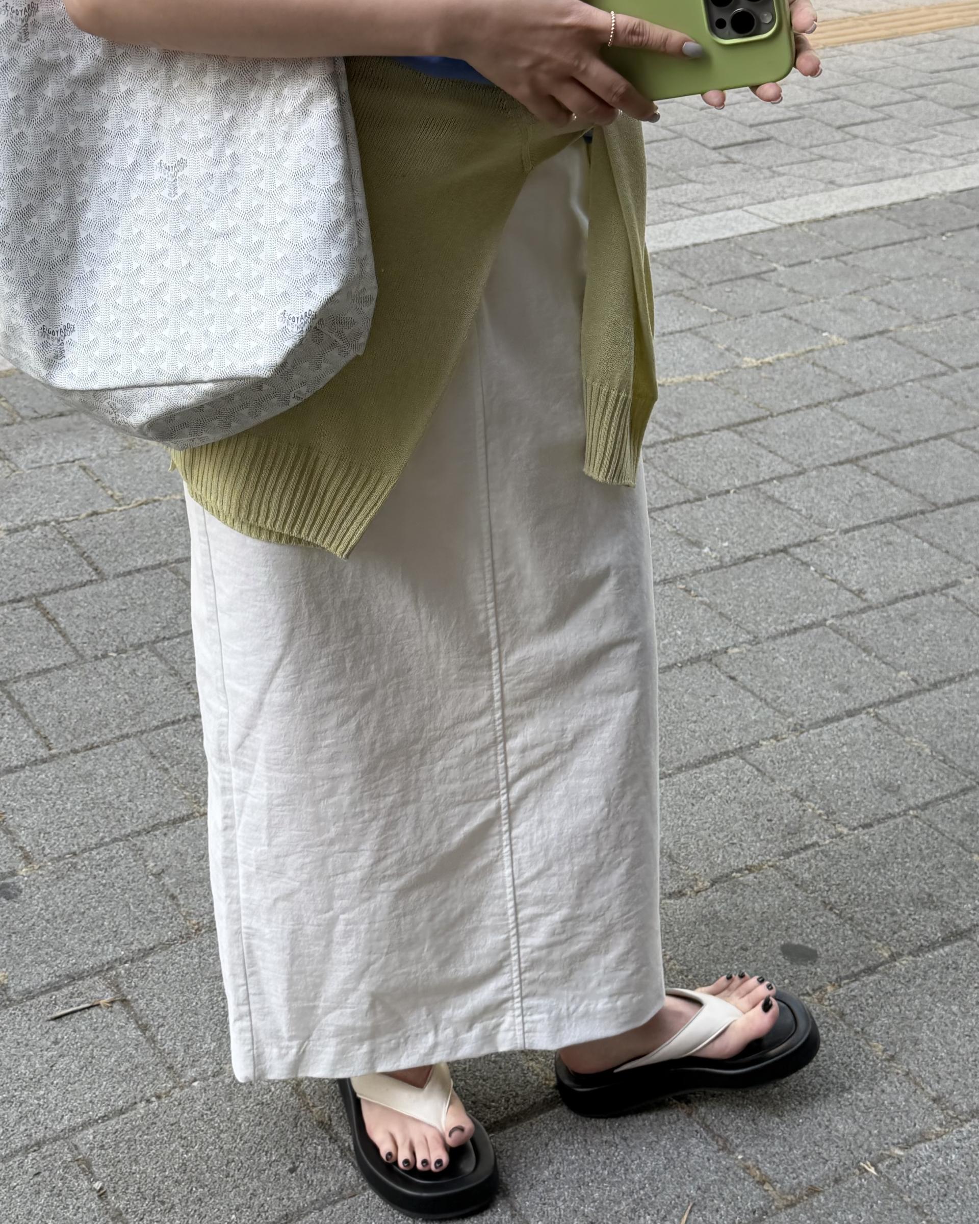 creme cotton skirt (beige/white) 완