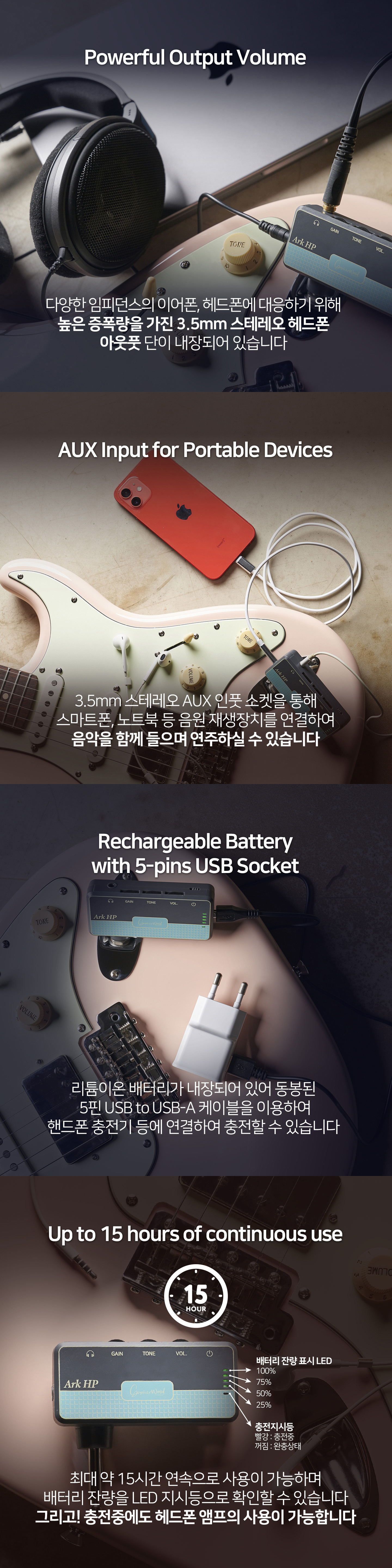고퍼우드 ArkHP 헤드폰앰프 충전식