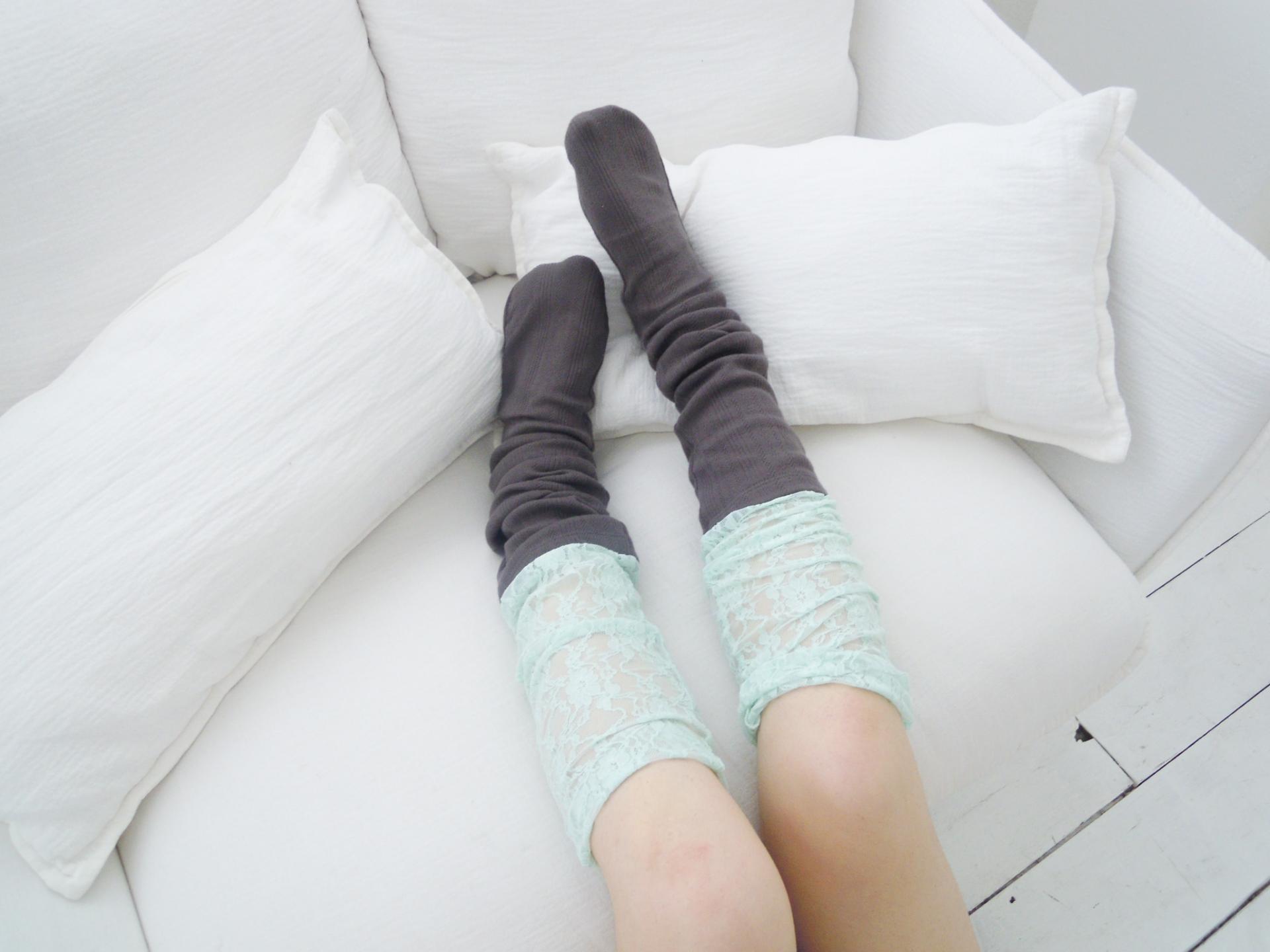 Lace layered over kneesocks / graymint