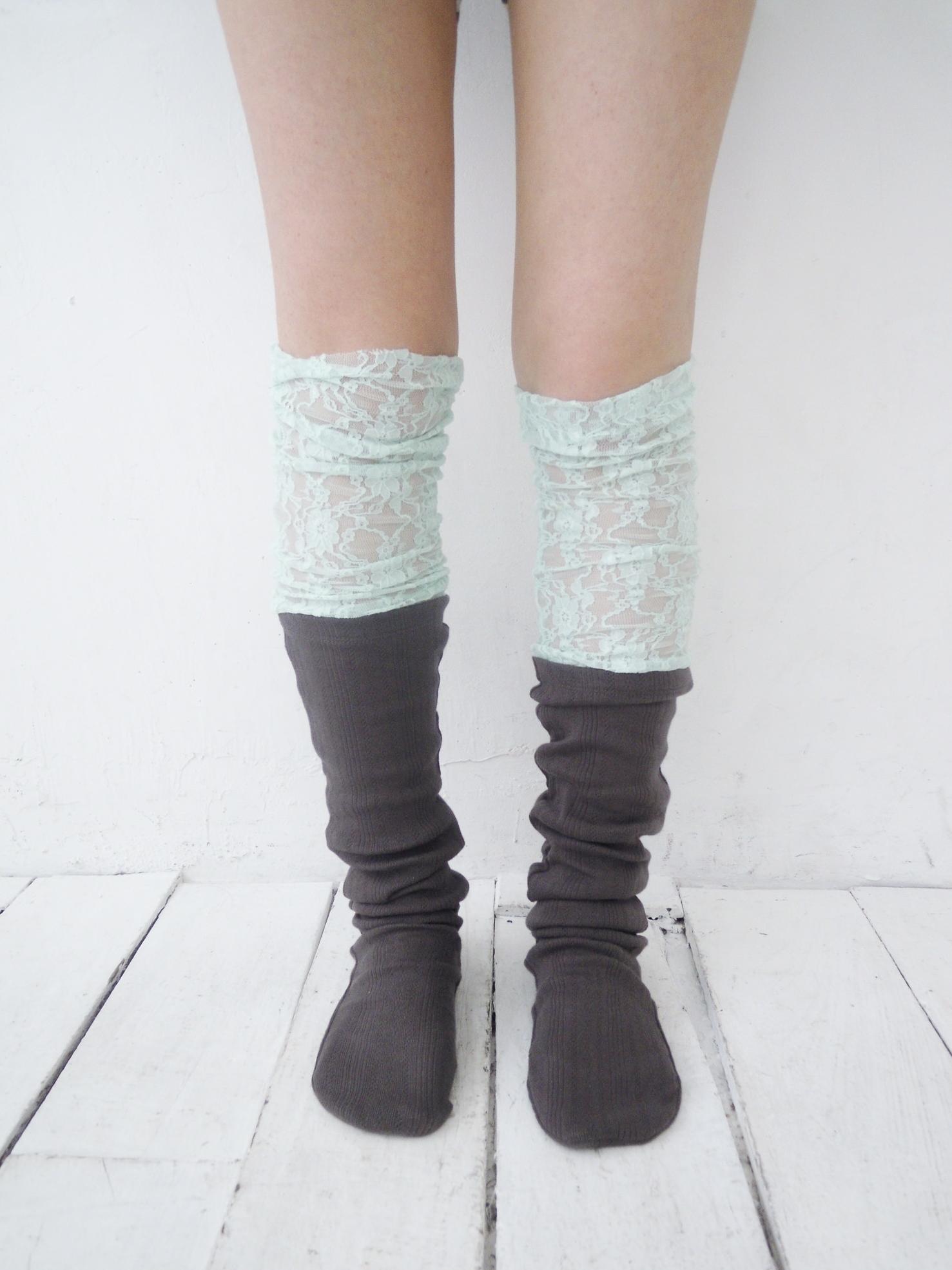 Lace layered over kneesocks / graymint