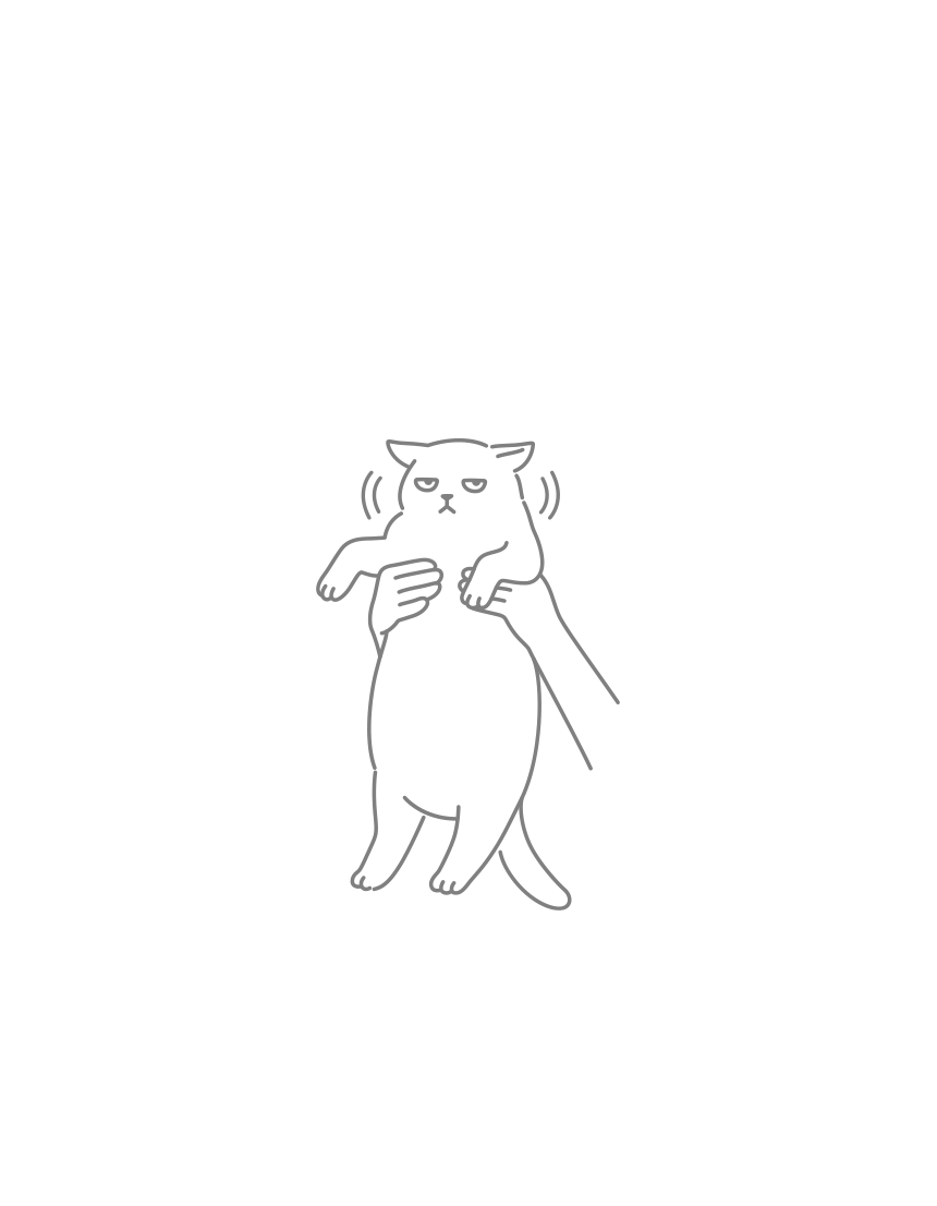 억지로 들려 고개를 젓는 고양이 일러스트