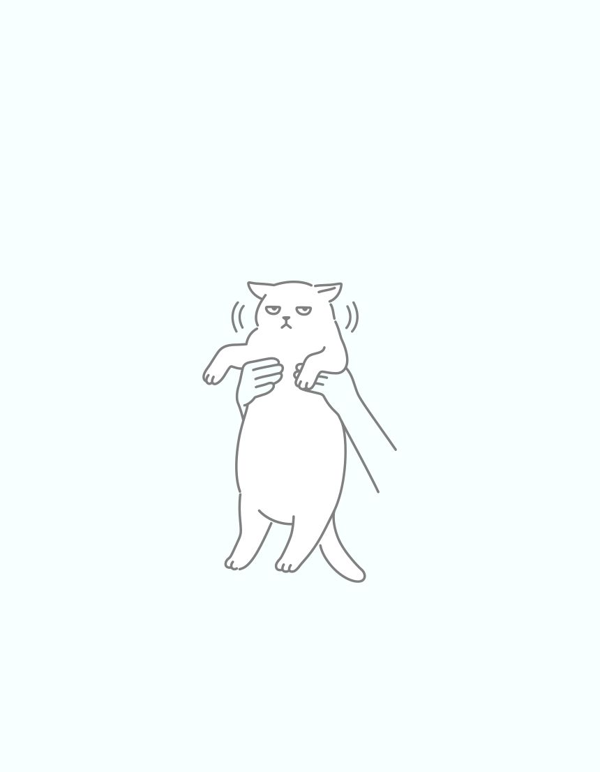 억지로 들려 고개를 젓는 고양이 일러스트