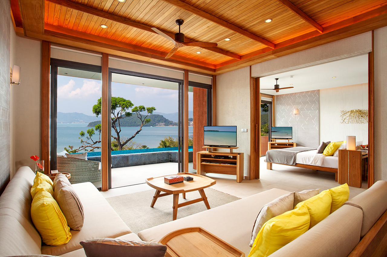 푸켓 스리판와 오션뷰 펜트 하우스 풀빌라 침실