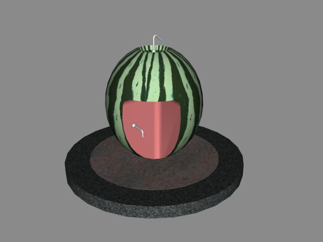 음수대 석재 조각 - 수박