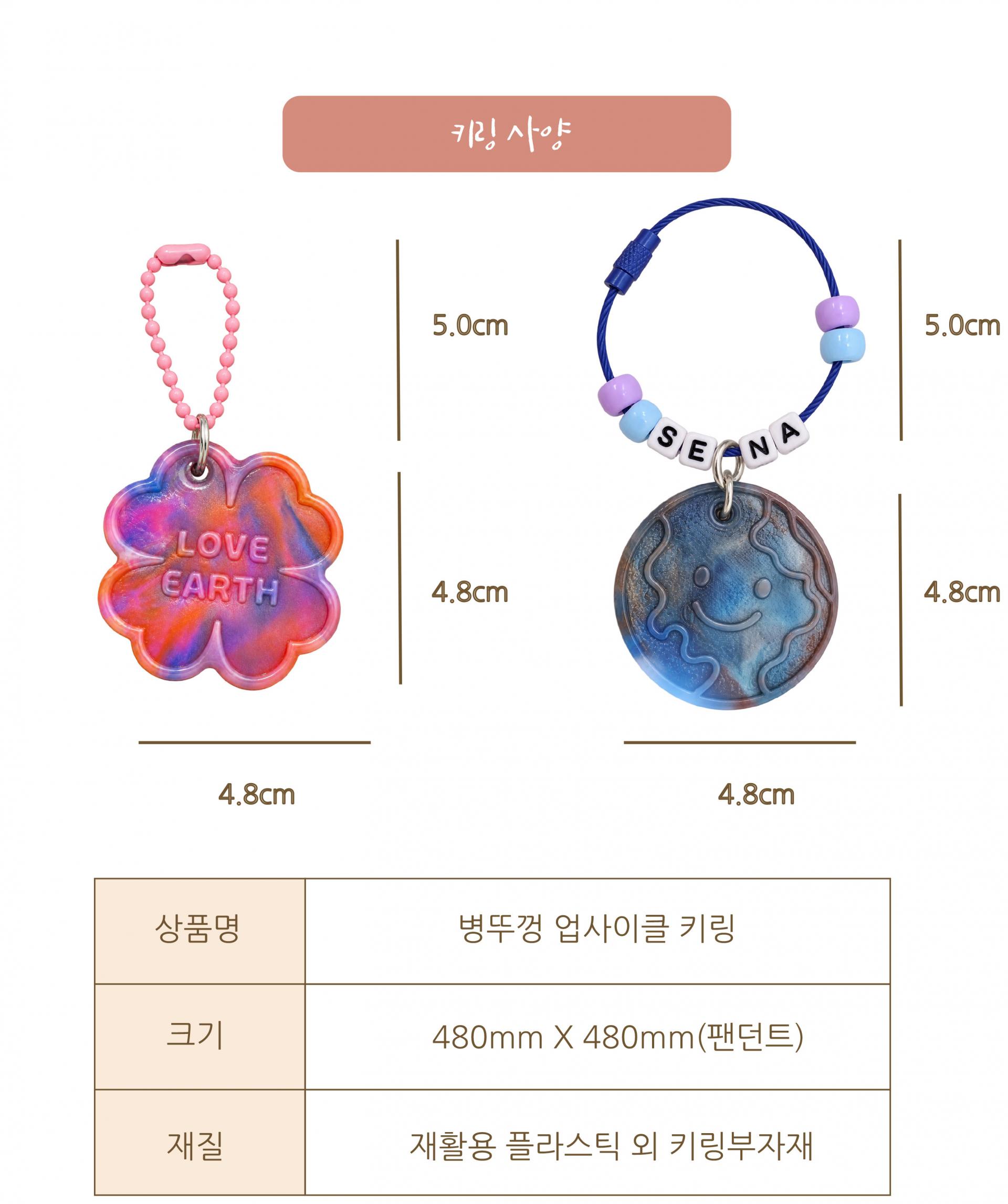 병뚜껑 키링 업사이클 키체인 키홀더 커스텀키링 제로마을