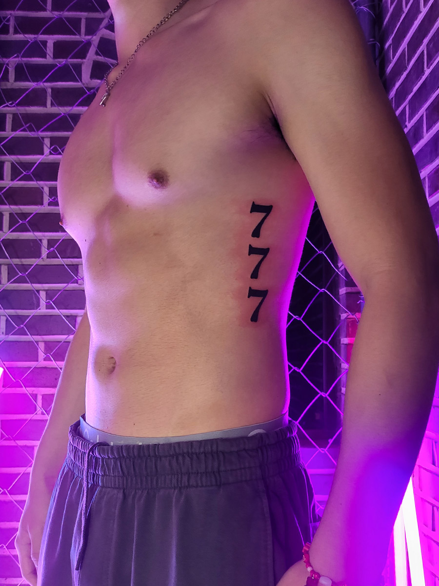 Finished angel number tattoo result