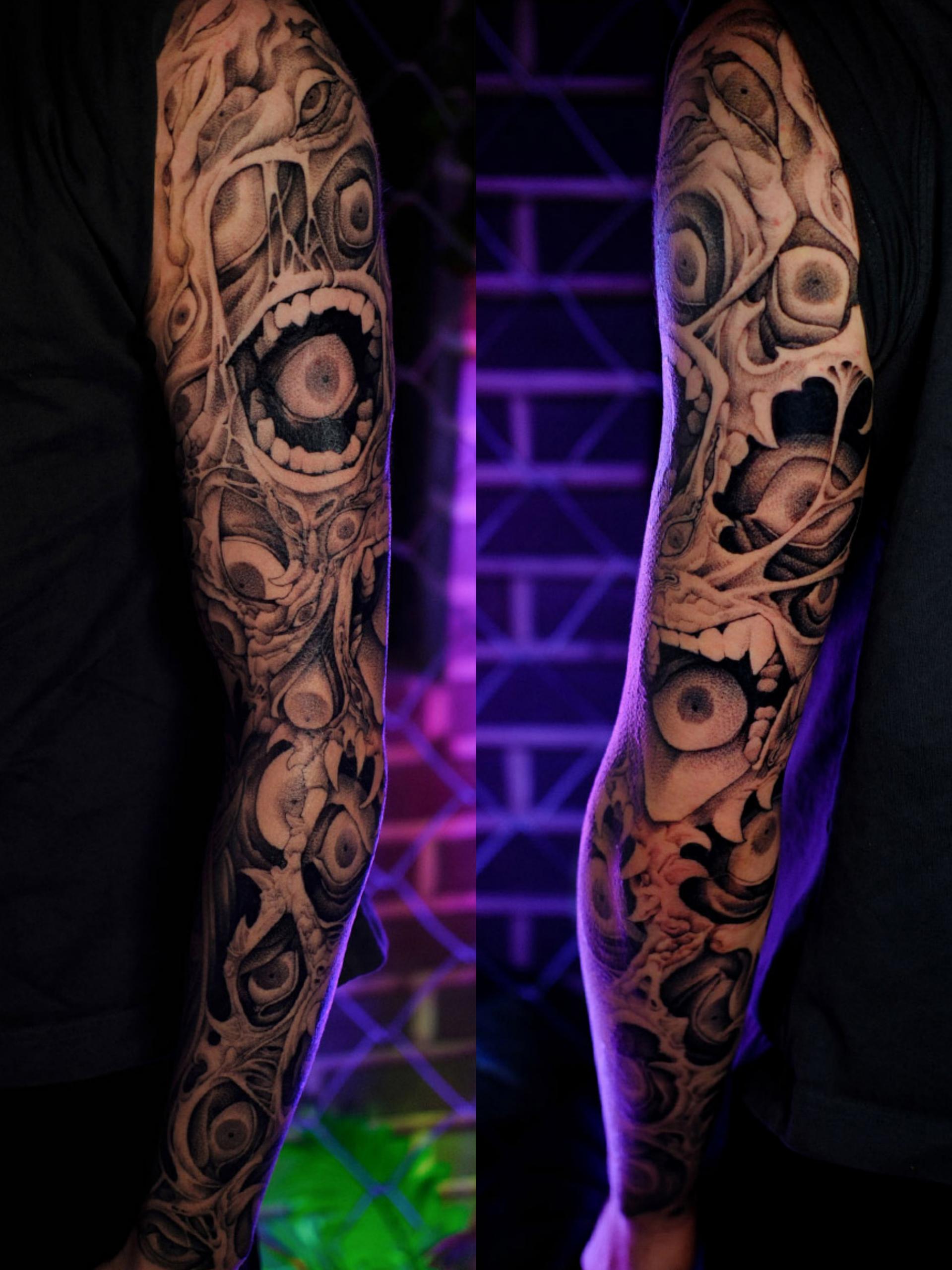 Anime-inspired blackwork tattoo Seoul