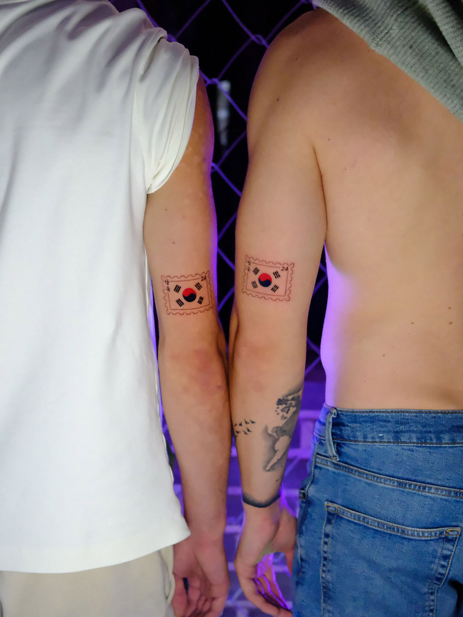 Korean flag tattoo with traditional patterns