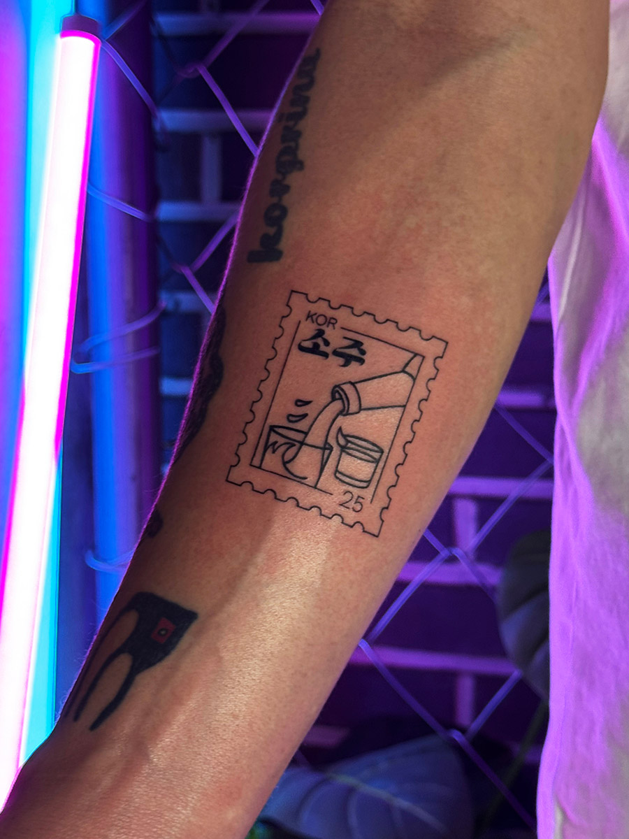 Finished Korean soju tattoo by YM Tattoo