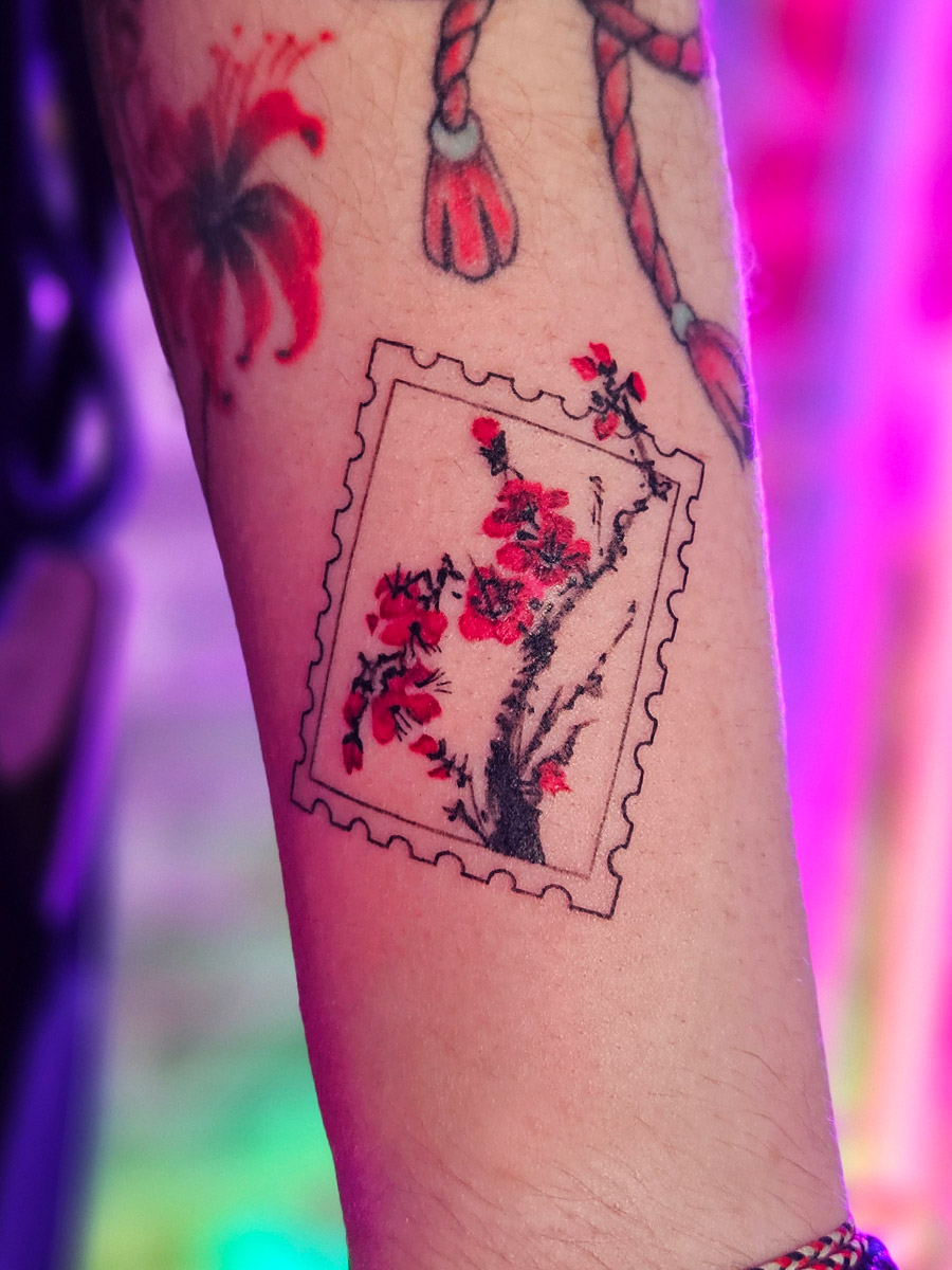 Unique Korean brush painting tattoo artwork in Seoul Hongdae