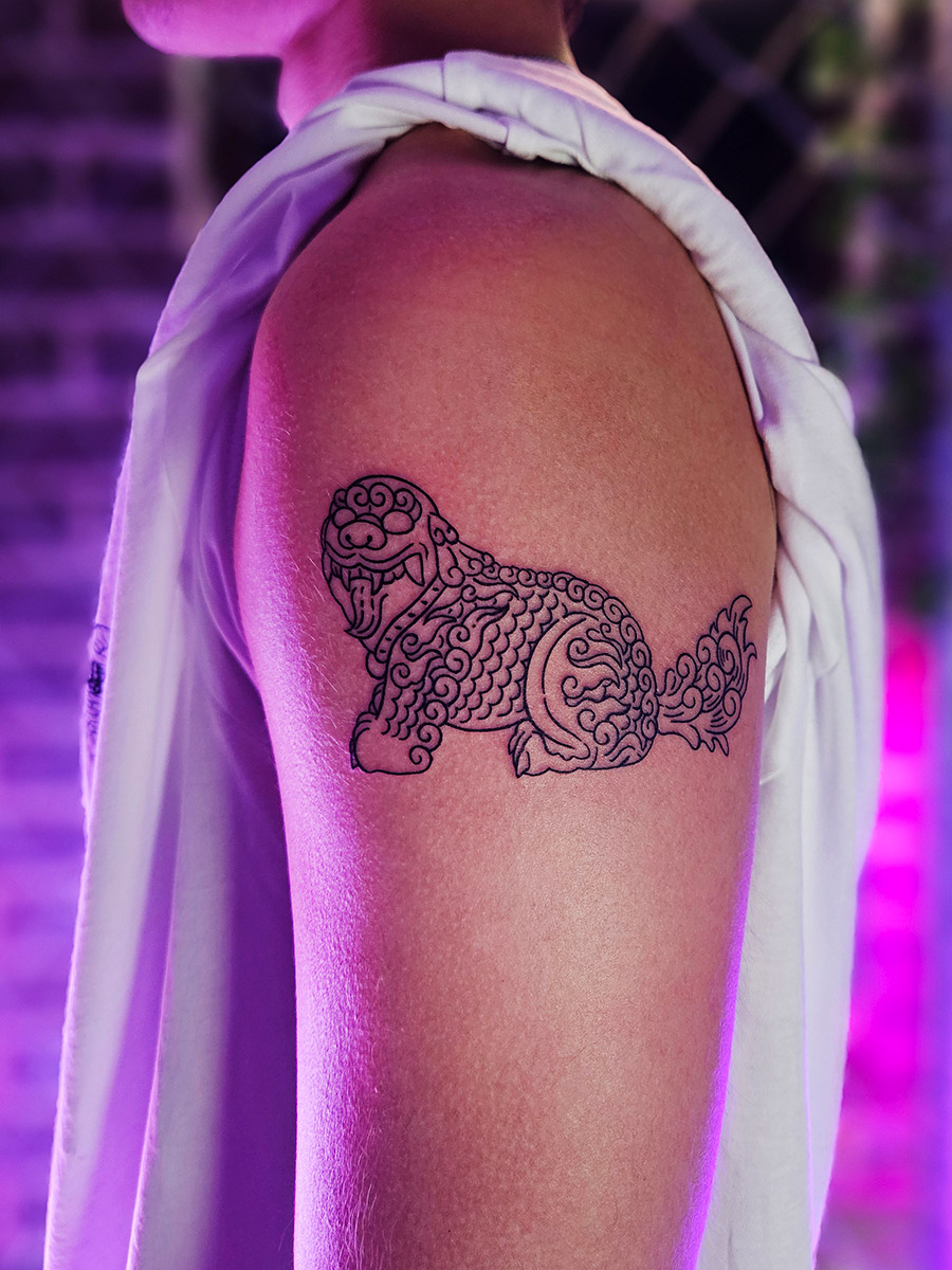 Korean tiger tattoo inspired by KPop Demon Hunters