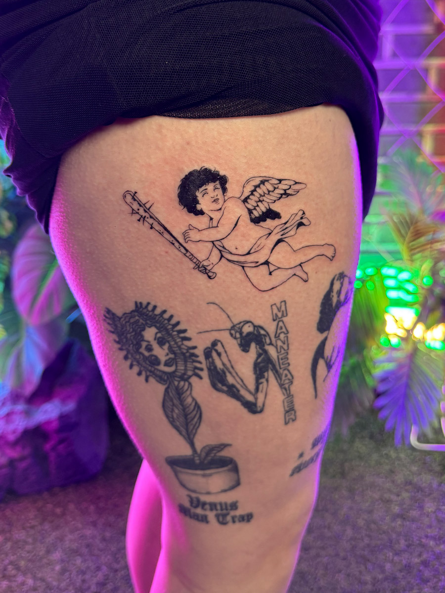 Different line styles in illustration tattoos Korea