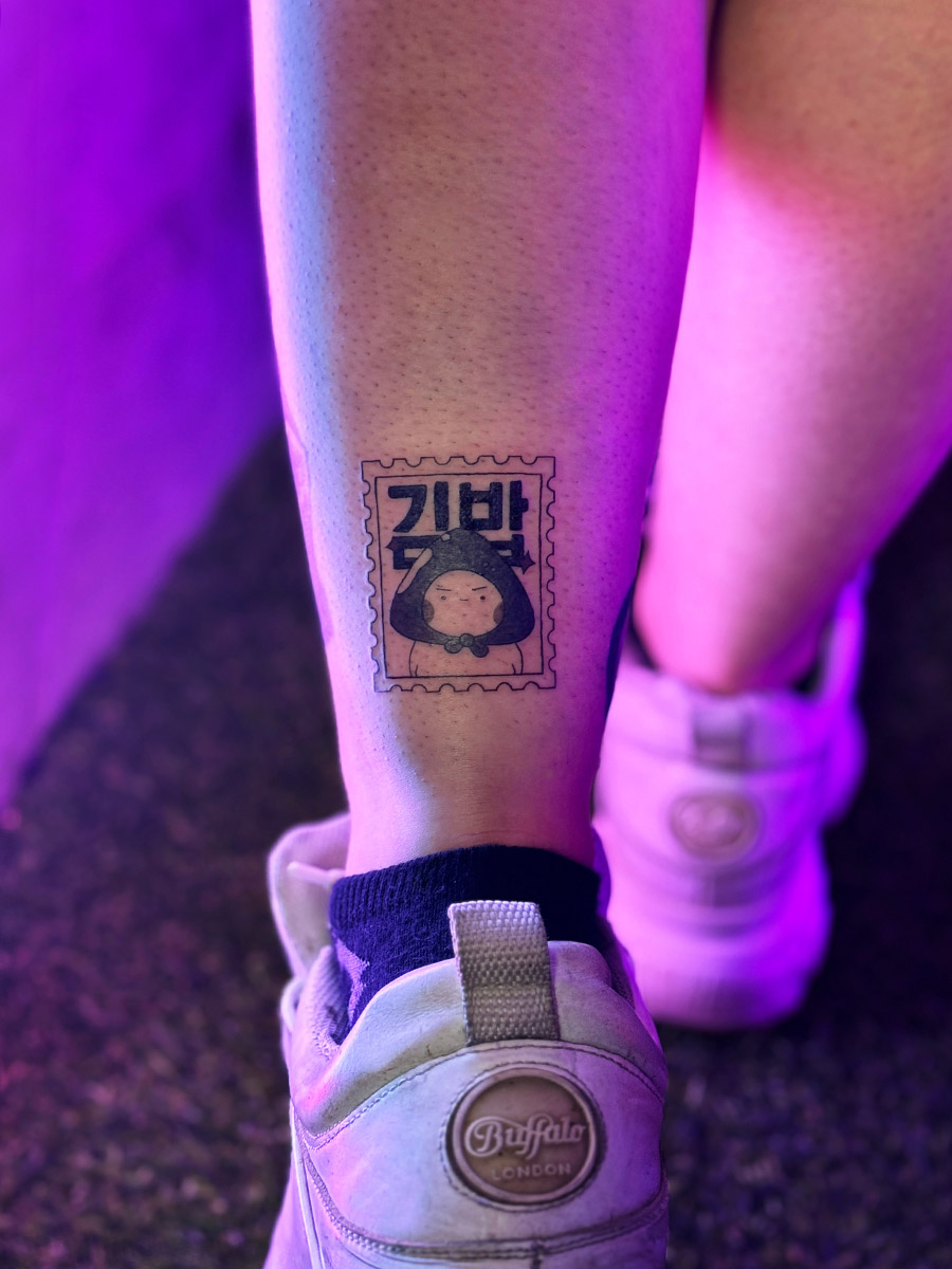 Cute kimbap tattoo design in Seoul