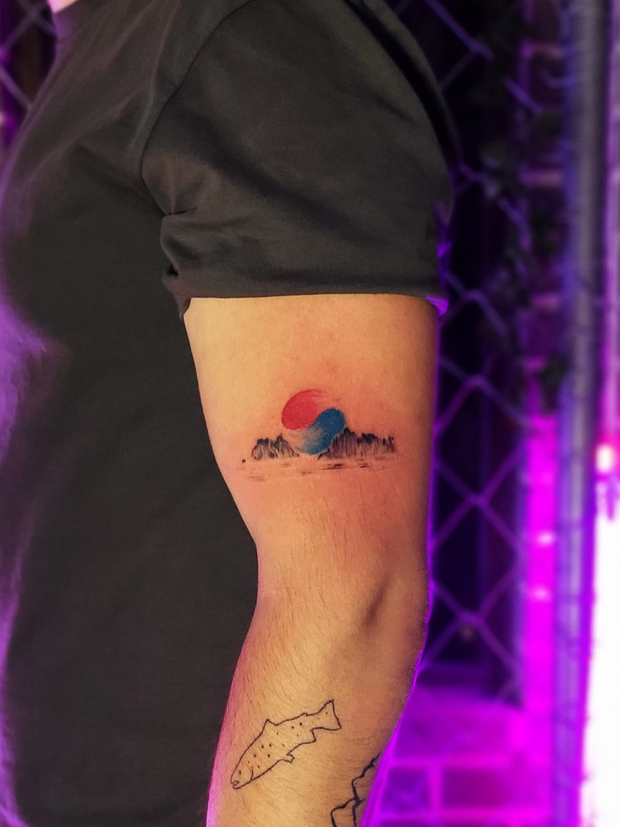 Finished taegeuk flag tattoo result