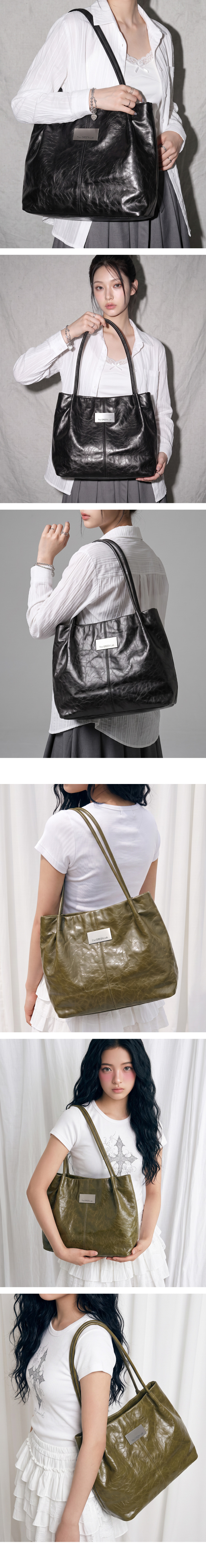 더그린랩_소프트 크랙 스퀘어 숄더백 [Black]