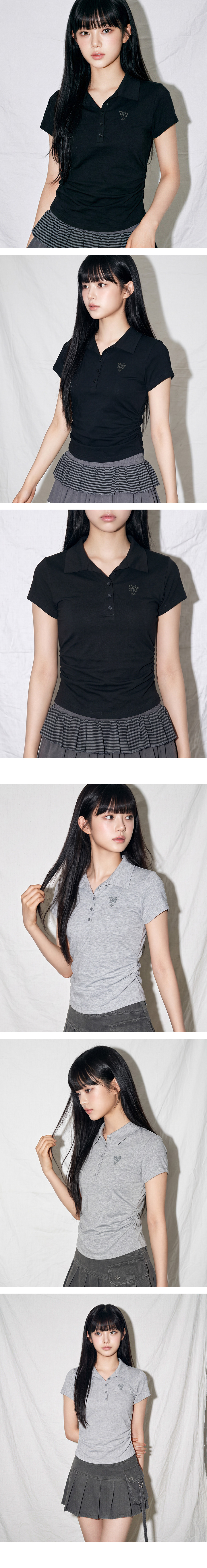 더그린랩_사이드 셔링 카라 반팔티 [Black]