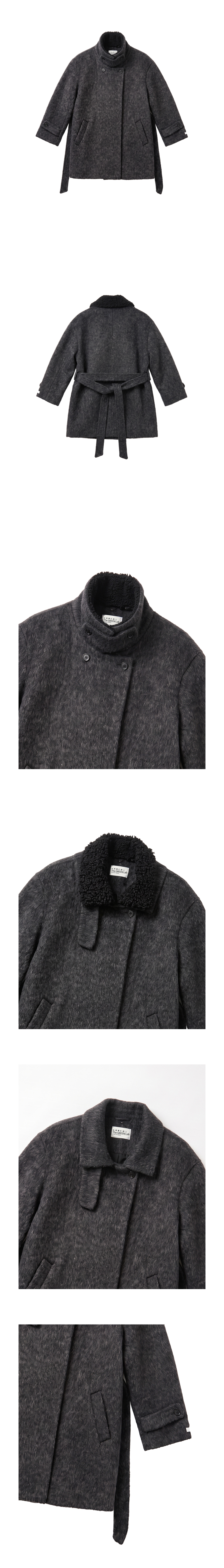 더그린랩_퍼카라 비조 탈부착 하프 코트 [Charcoal Grey]