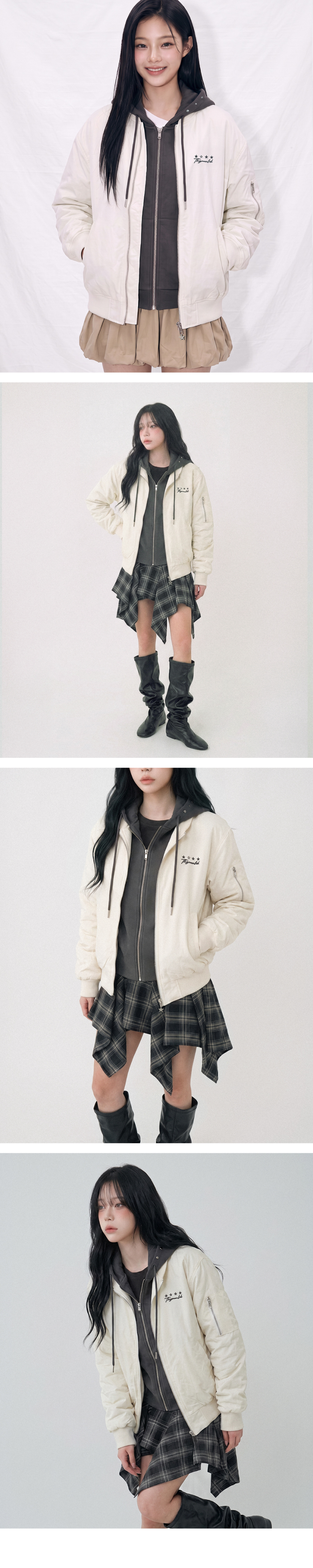 더그린랩_후드 레이어드 봄버 쟈켓 [Black]