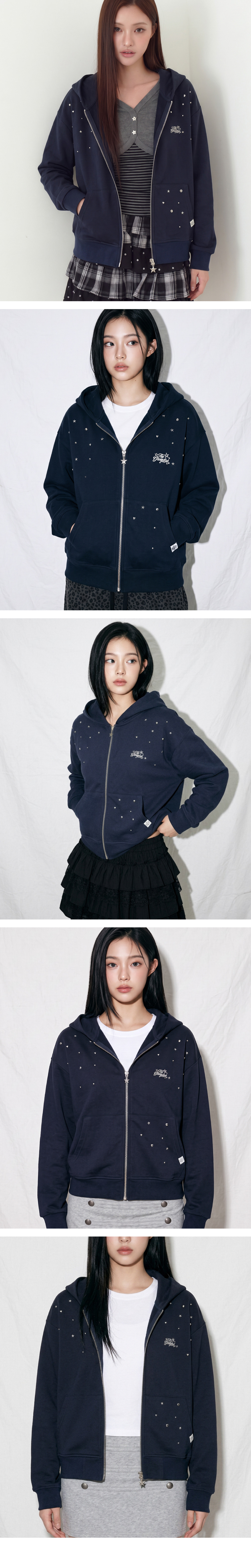 더그린랩_스타 스터드 후드 집업 [Navy]