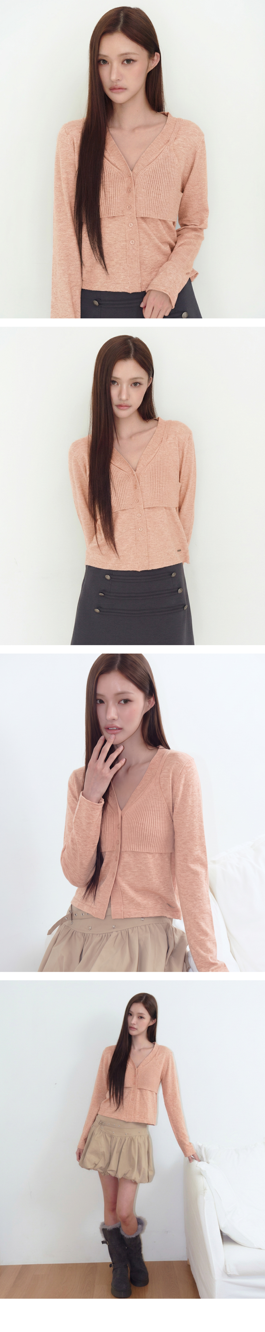 레이어드 뷔스티에 가디건 [Brown]