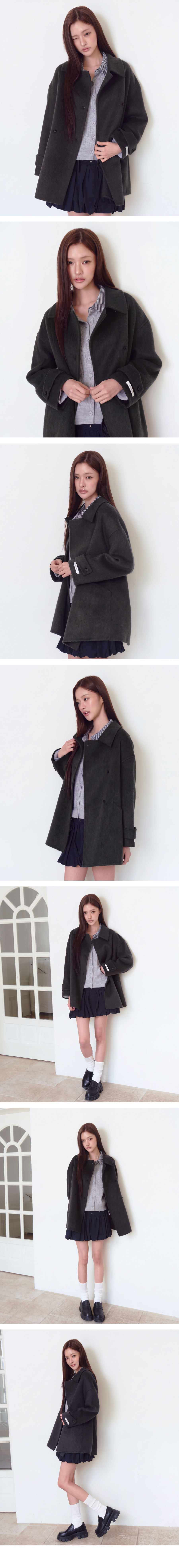 더블 하프 코트 [Khaki Brown]