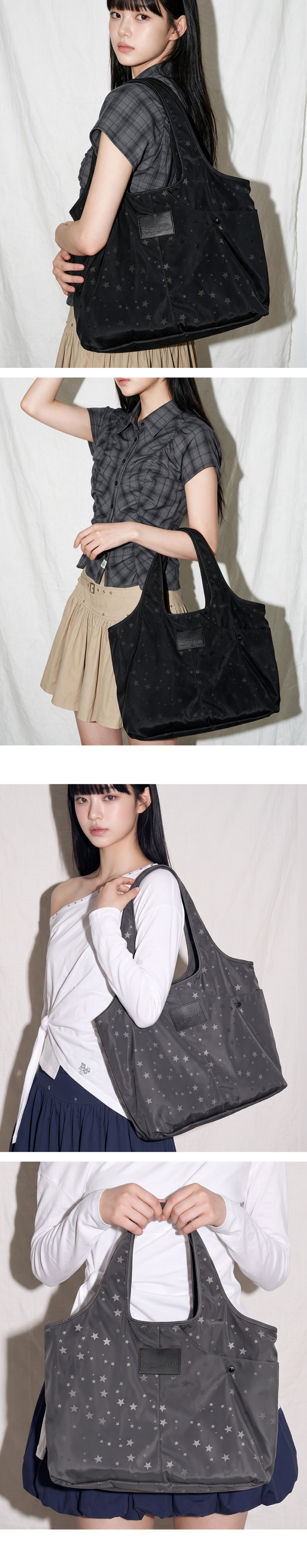 더그린랩_스타 나일론 쇼퍼백 [Black]