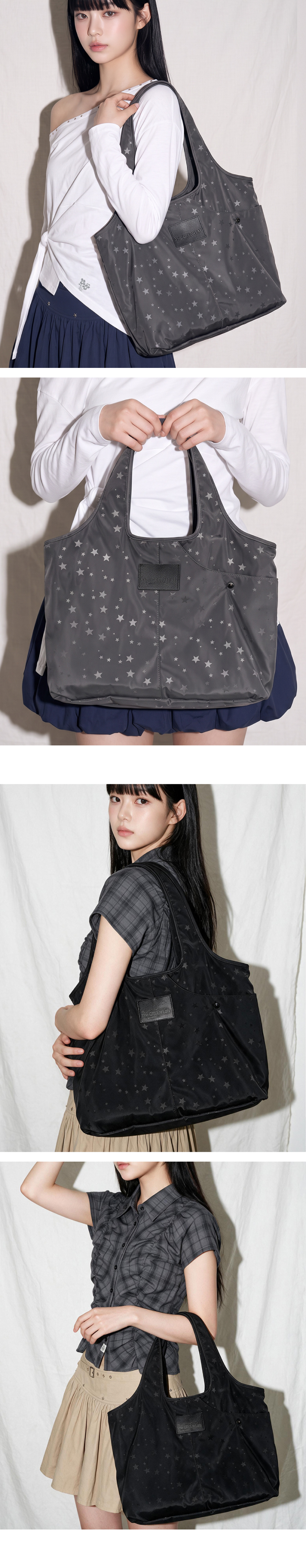 더그린랩_스타 나일론 쇼퍼백 [Grey]