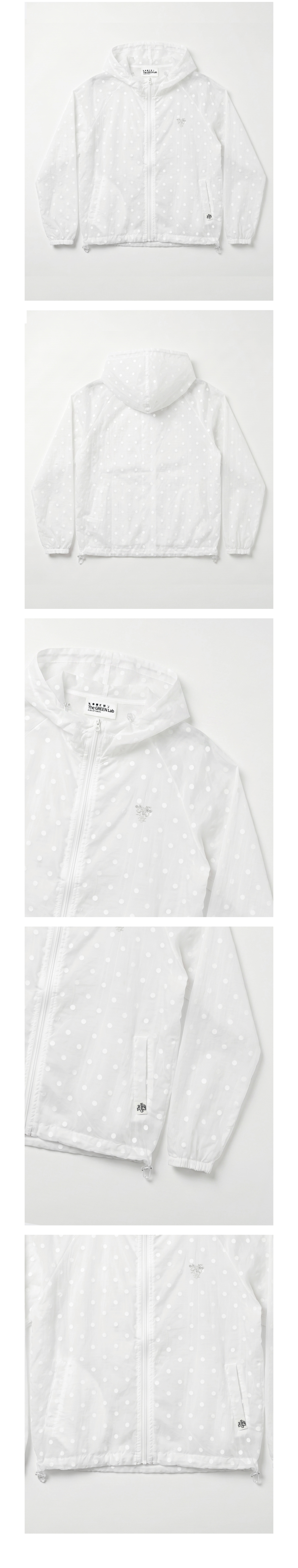 더그린랩_시스루 도트 후드 경량 바람막이 쟈켓 [White]
