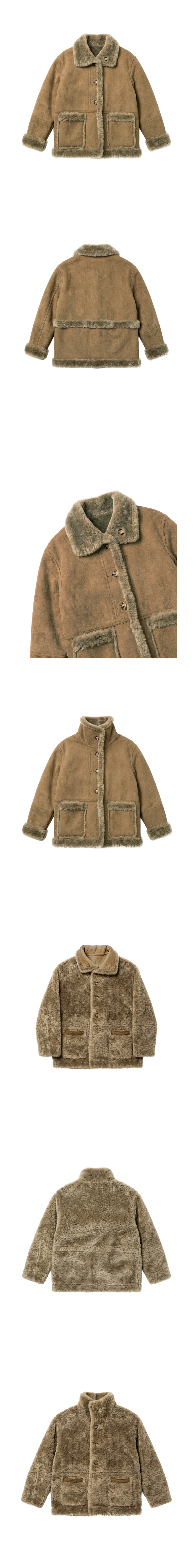 리버시블 무스탕 하프 코트 [Khaki Beige]