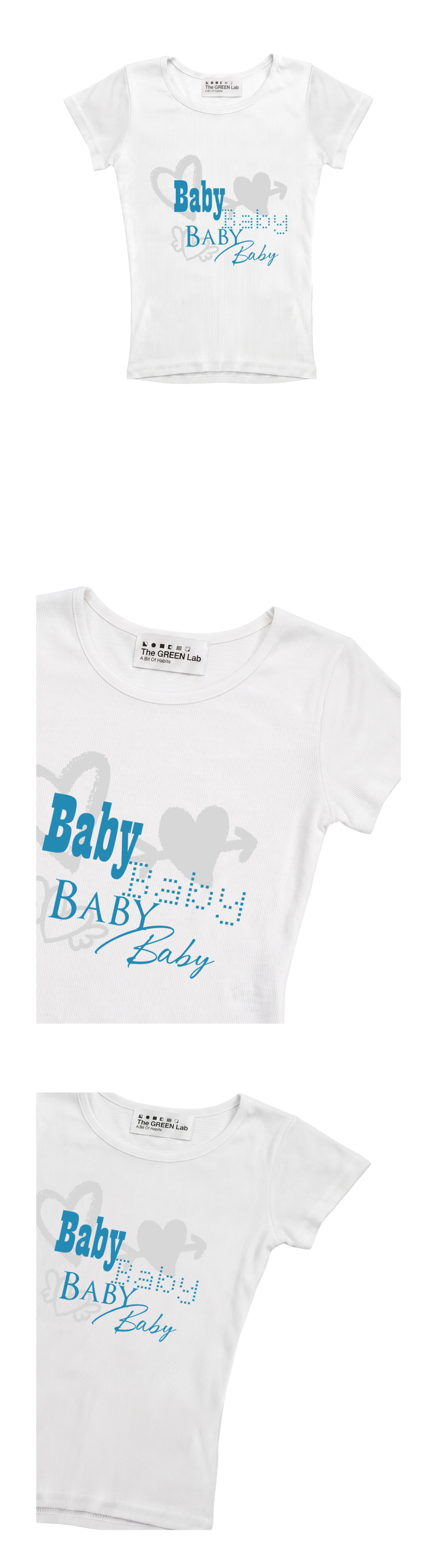 더그린랩_BABY 보트넥 슬림 반팔티 [White]