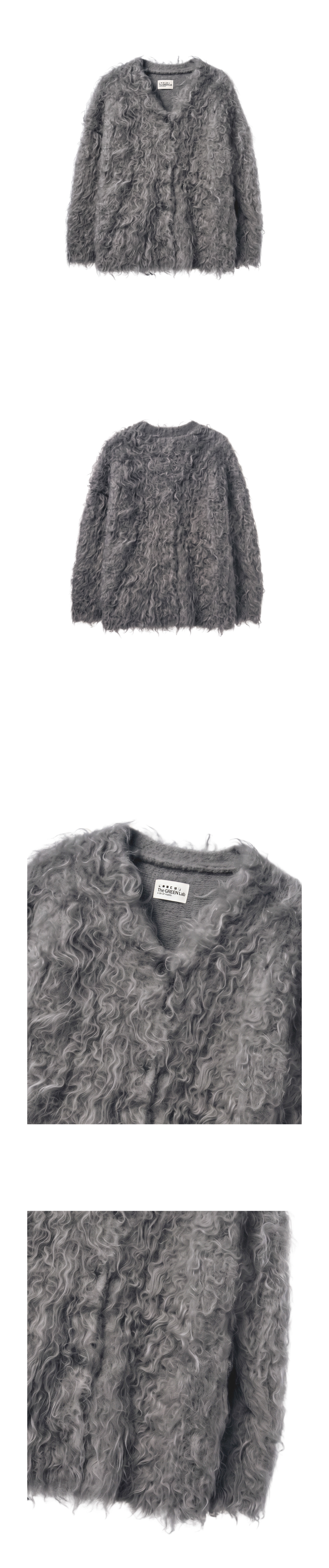 포슬 포슬 퍼 하프 가디건 [Charcoal Grey]