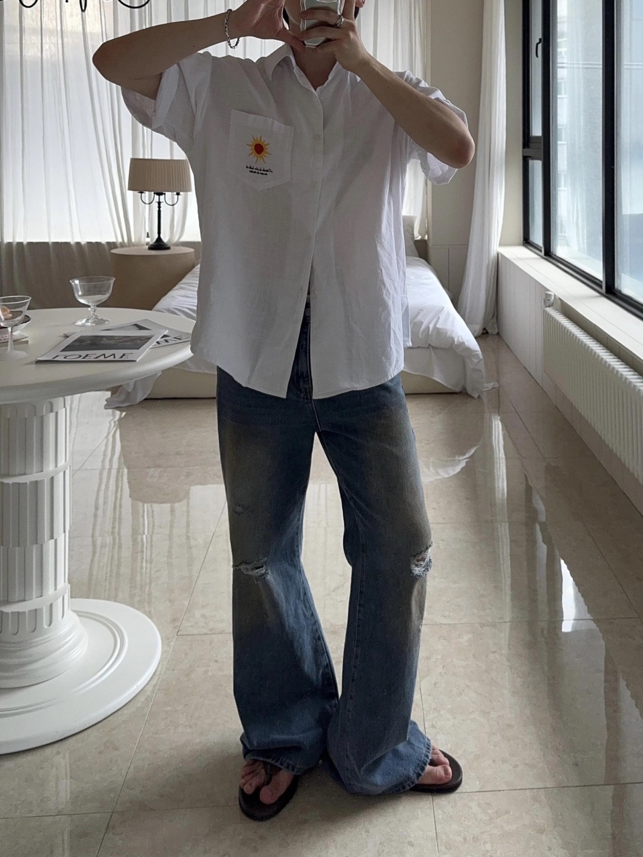 선샤인 블랑 린넨 반팔 셔츠 2COL