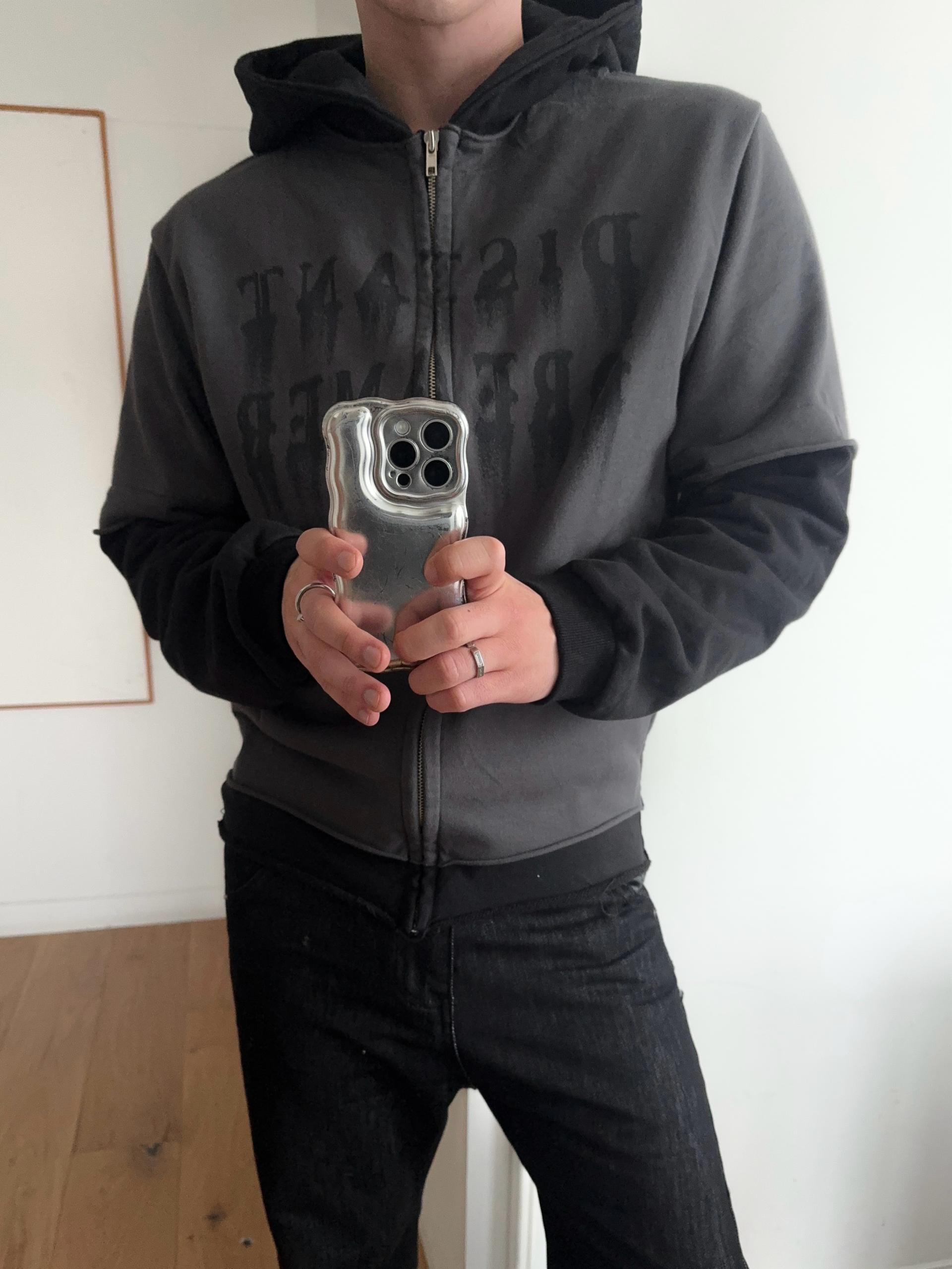 고스트 헤비 레이어드 크롭 후드 집업 2COL