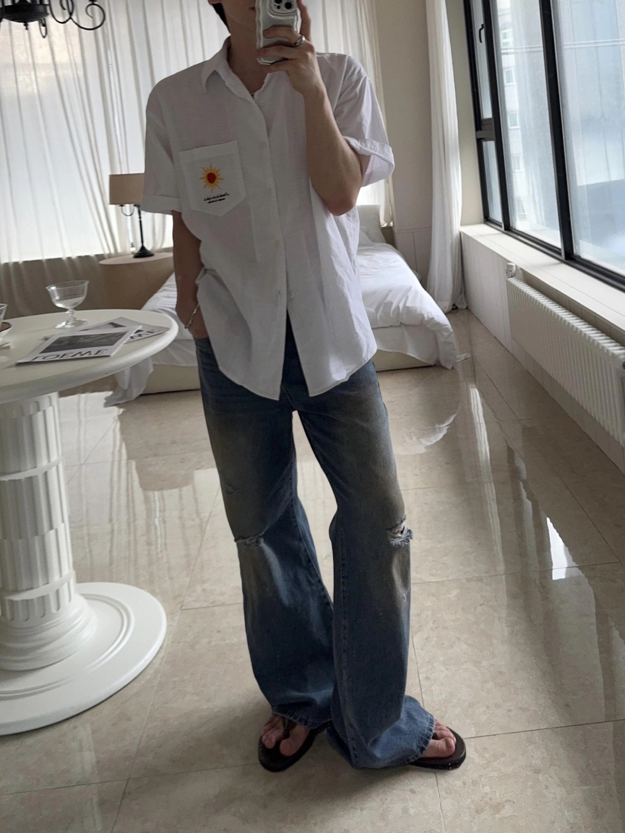 선샤인 블랑 린넨 반팔 셔츠 2COL