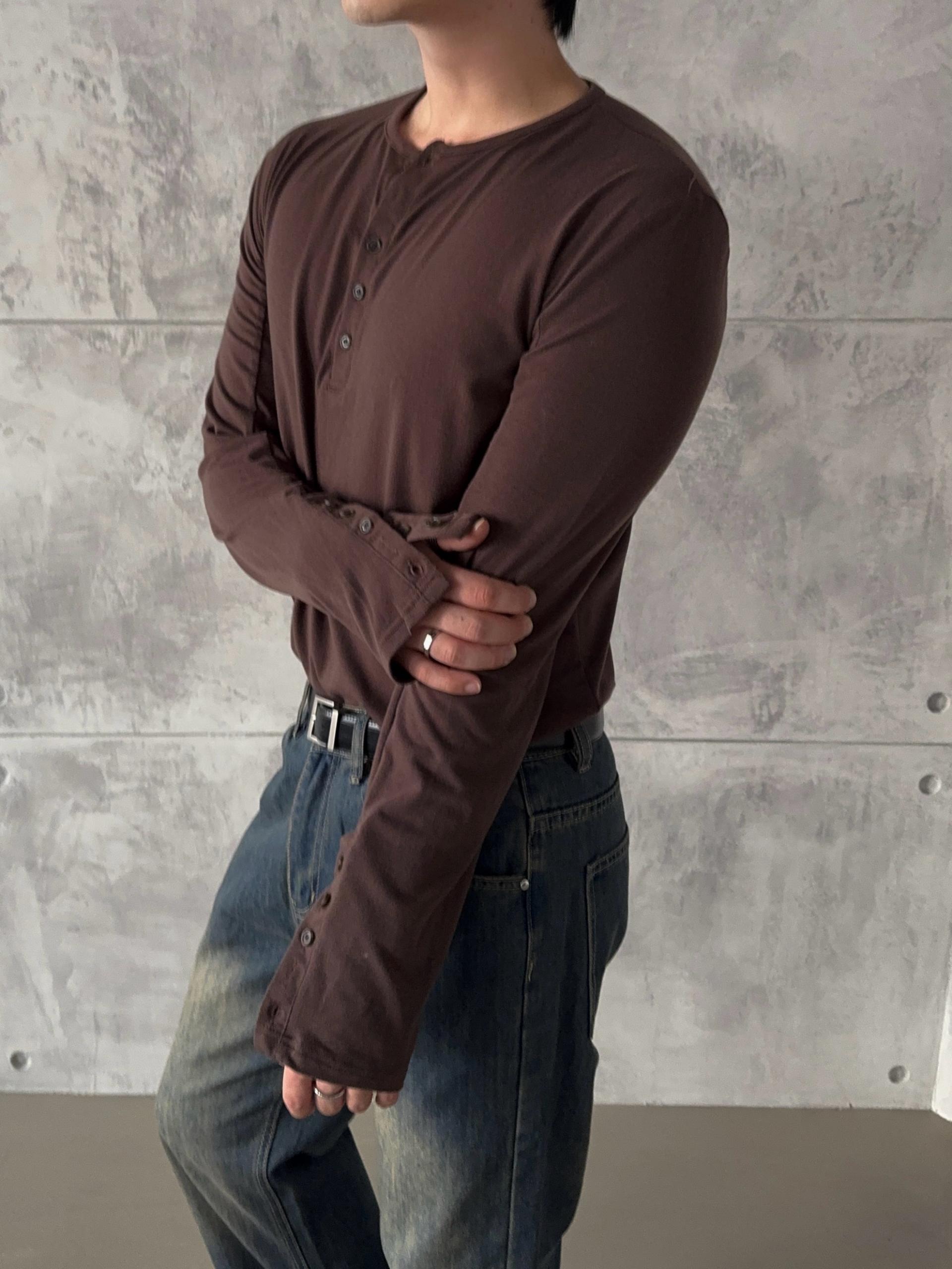 캔드 롱슬리브 헨리넥 티셔츠 3COL