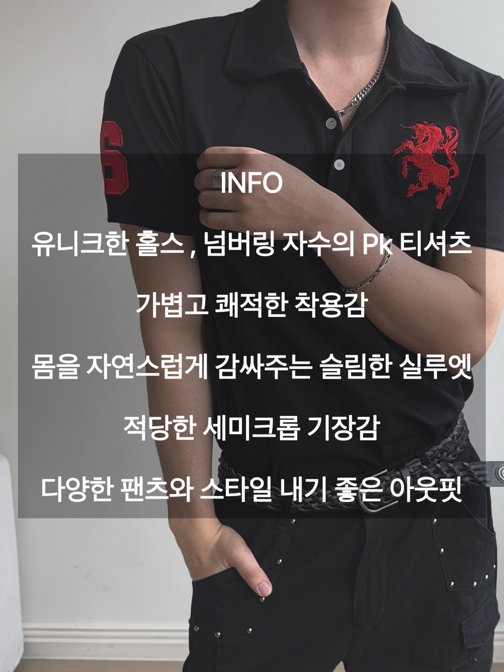 [MD추천] 유닉 홀스 PK 슬림 카라 반팔티