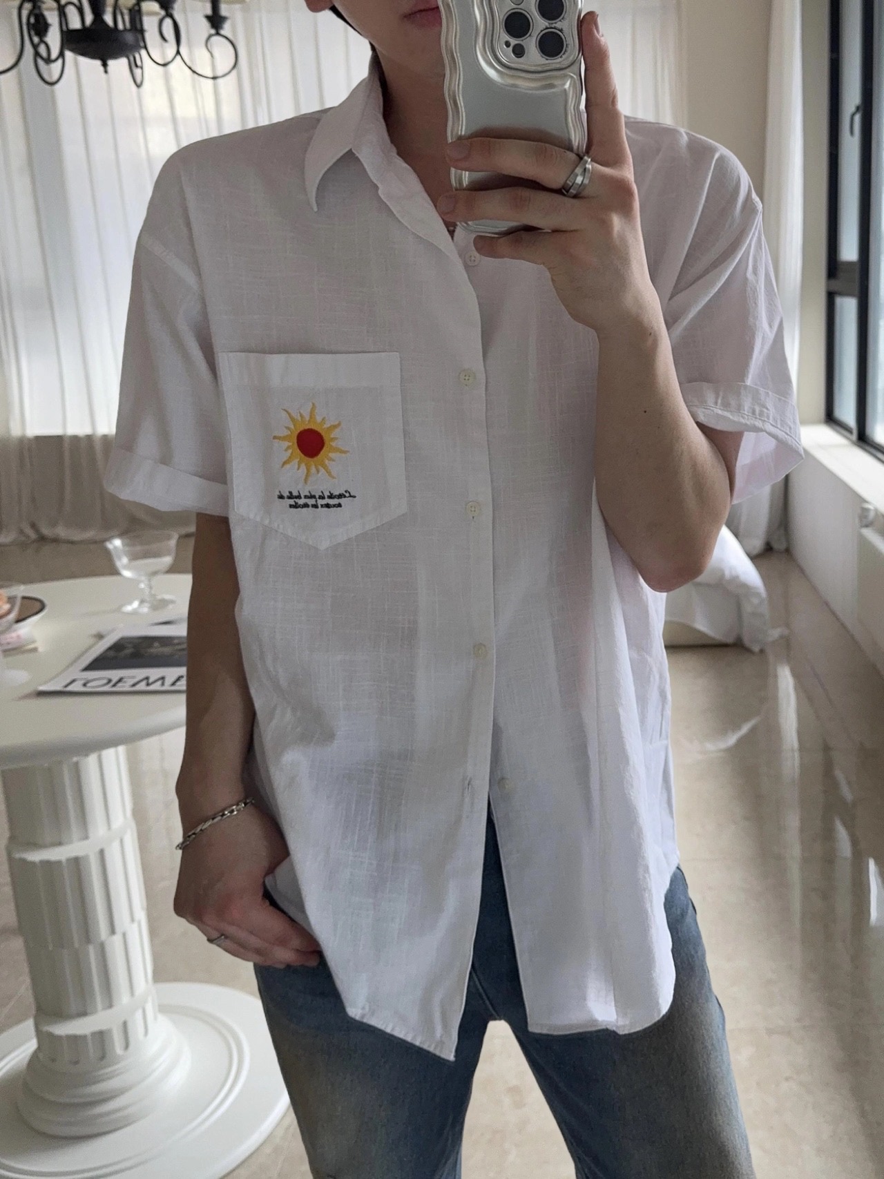 선샤인 블랑 린넨 반팔 셔츠 2COL